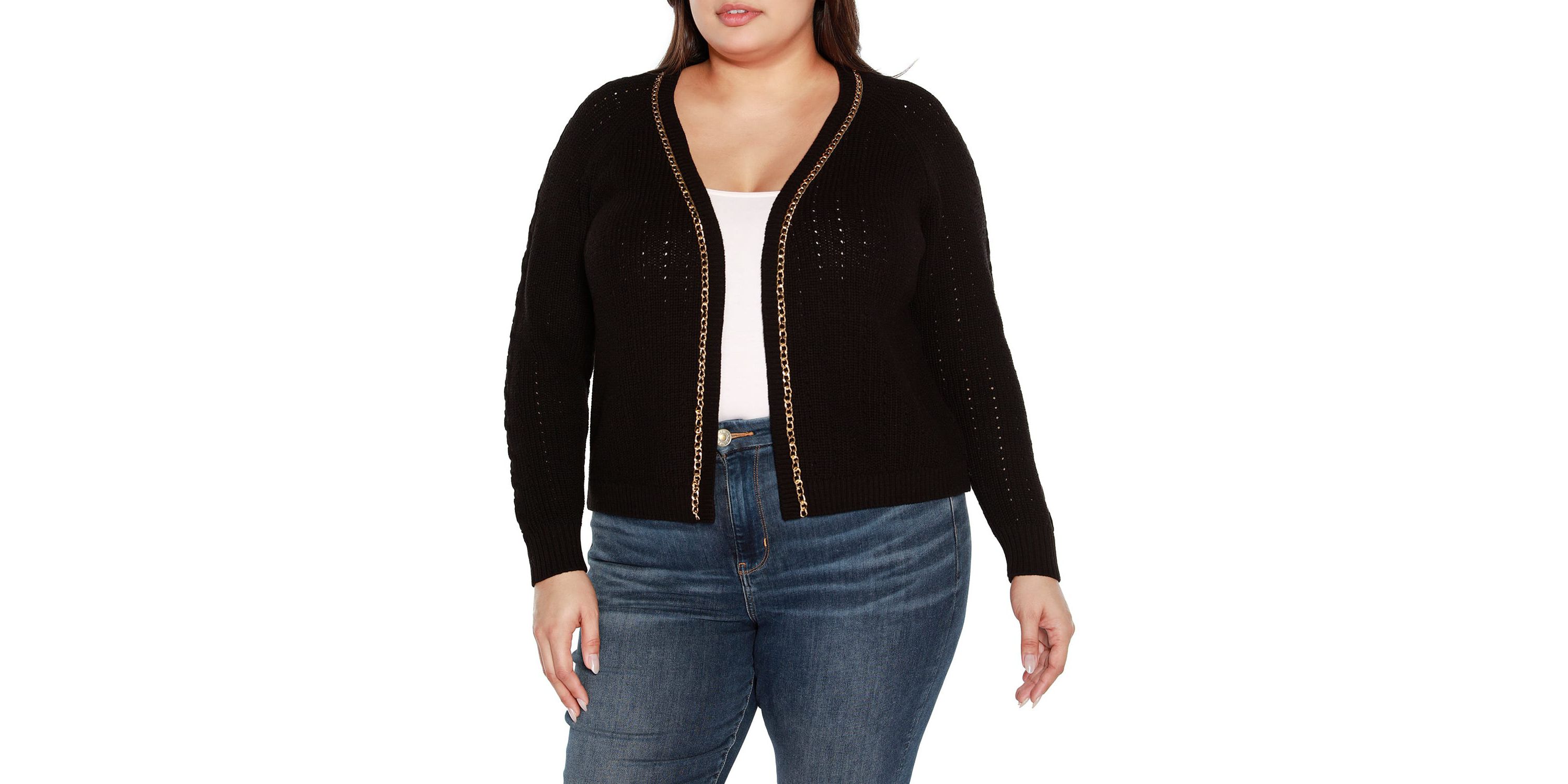 Plus Size Chain Detail Shrug Cardigan Sweater