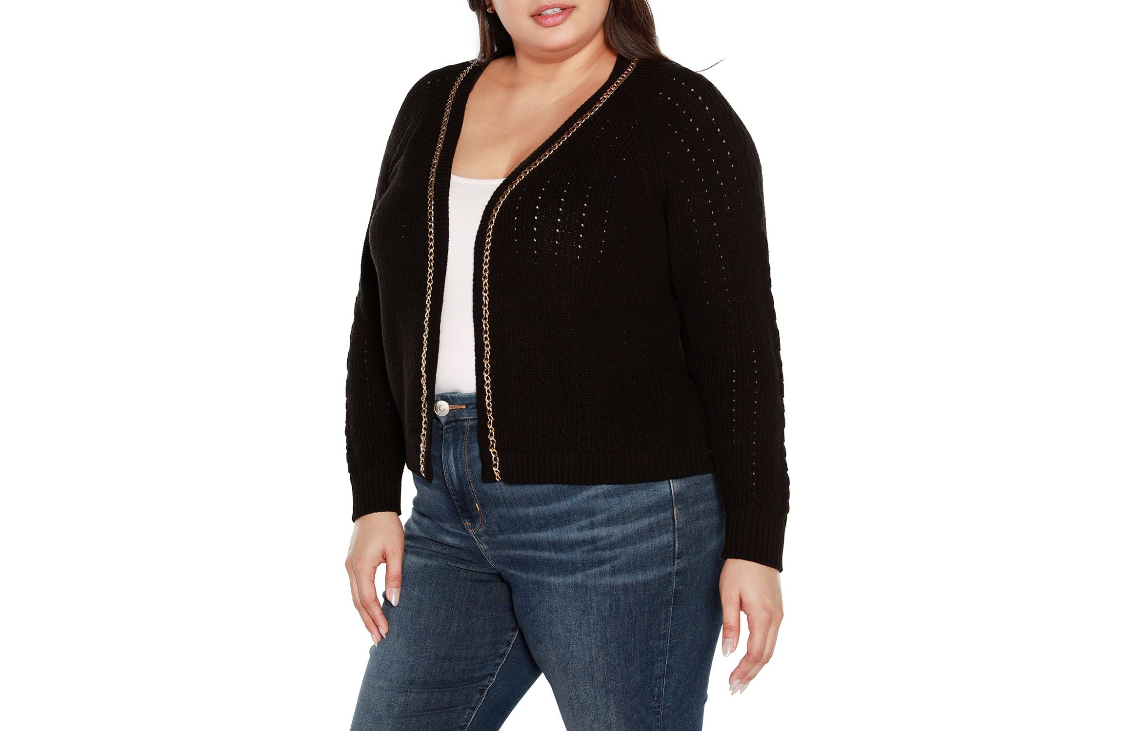 Plus Size Chain Detail Shrug Cardigan Sweater