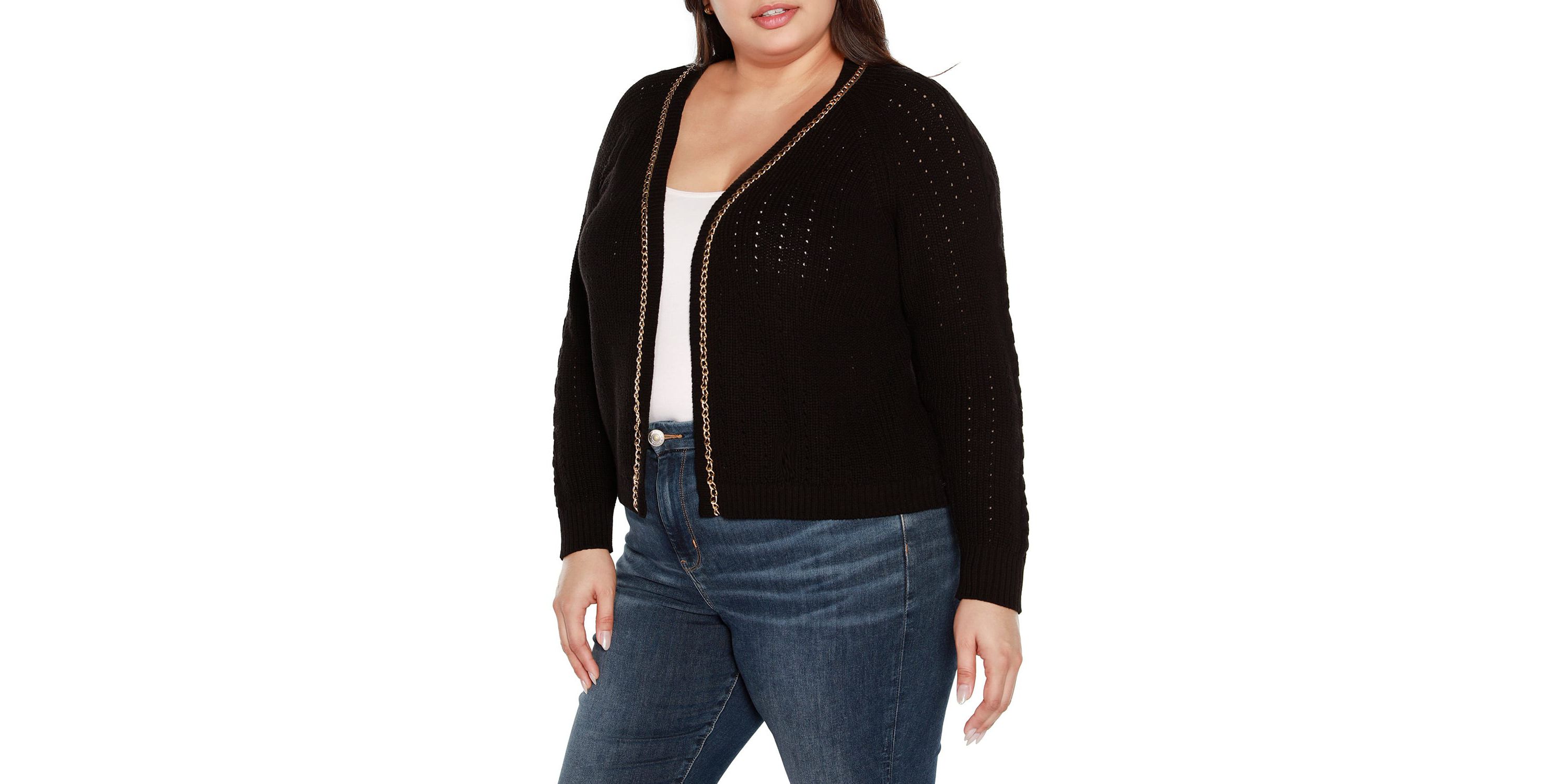 Plus Size Chain Detail Shrug Cardigan Sweater