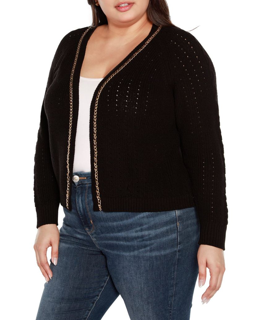 Plus Size Chain Detail Shrug Cardigan Sweater
