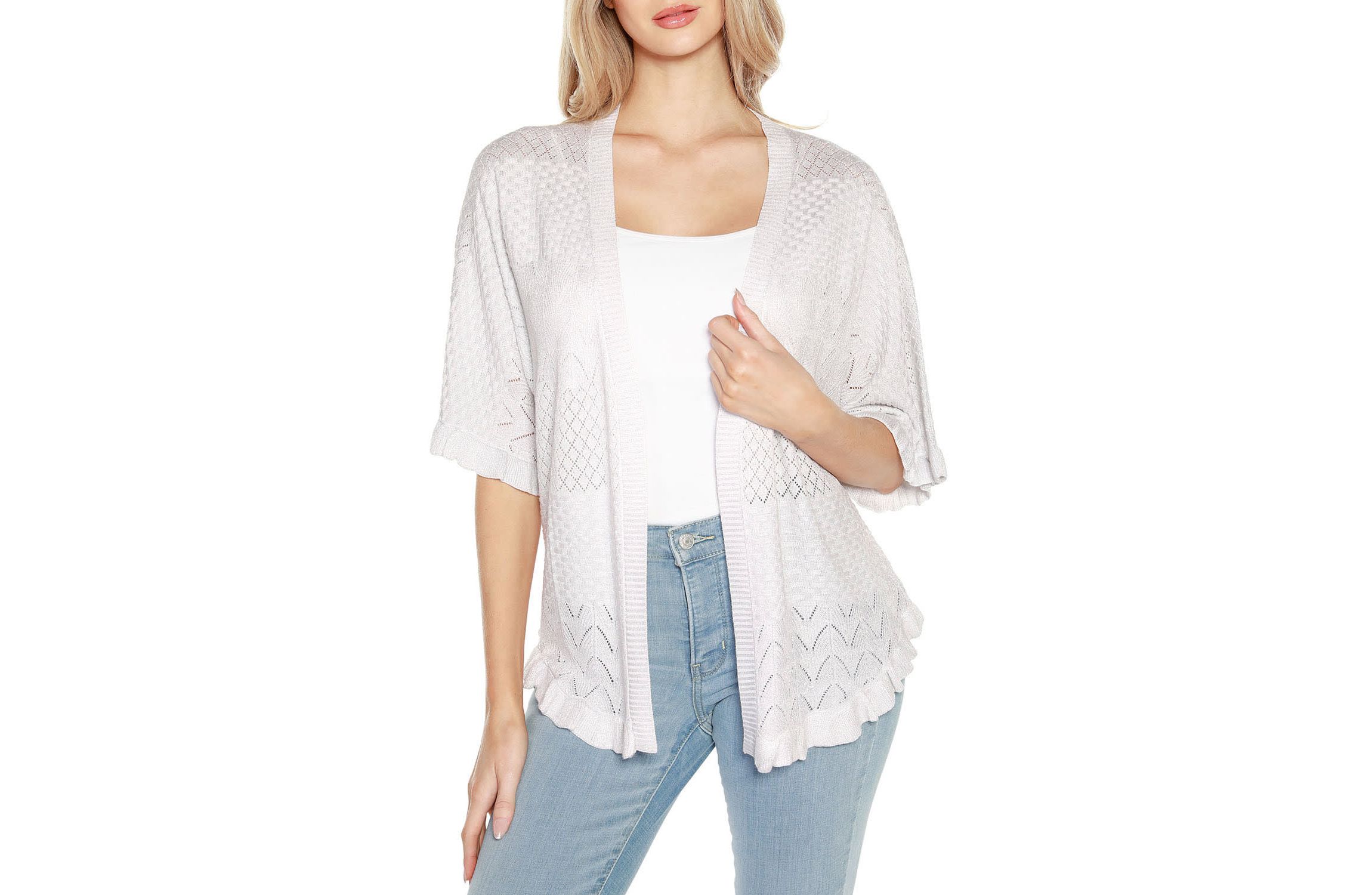 Ruffled Shirttail Hem Cardigan