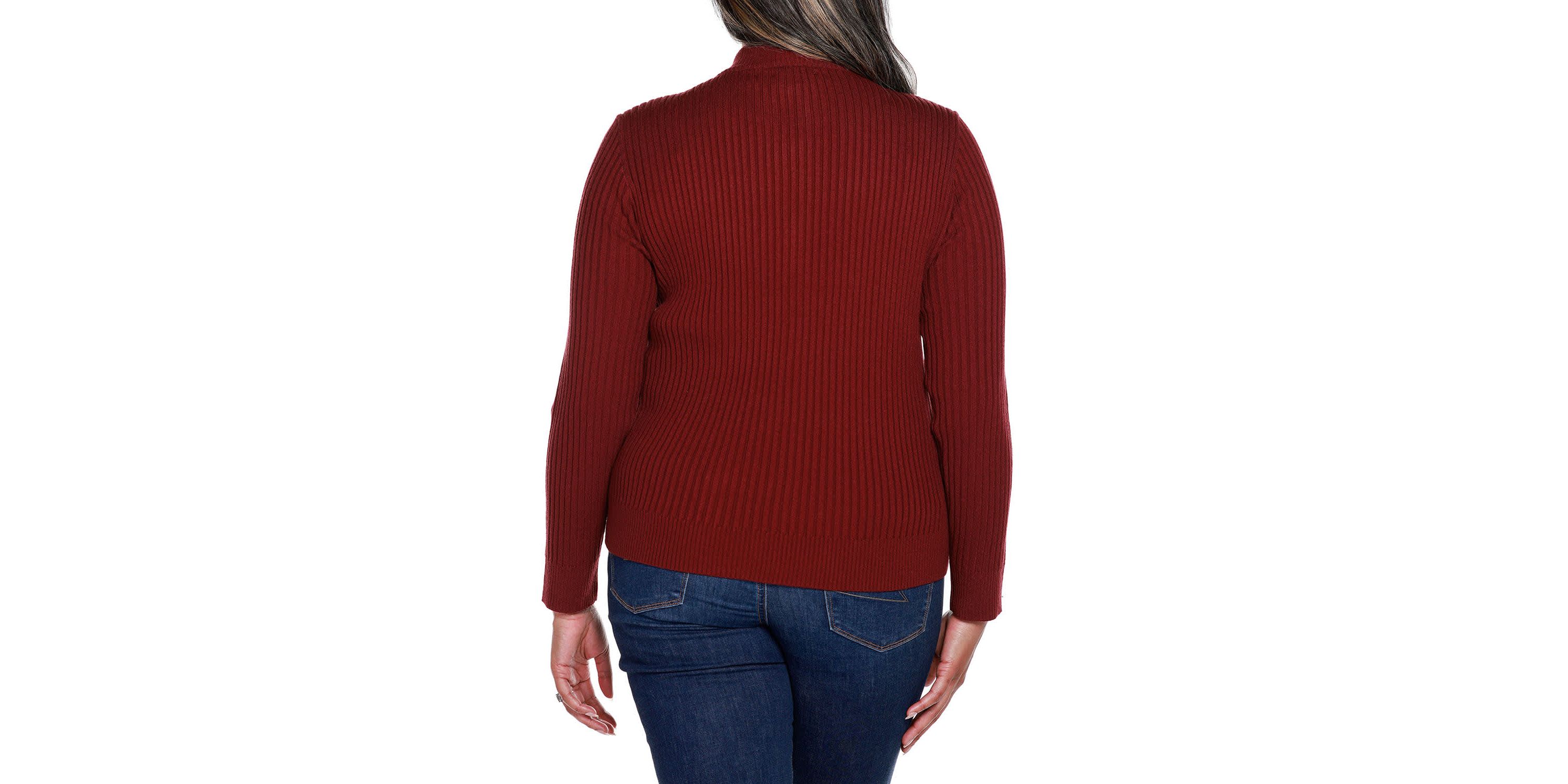 Plus Size Rib and Cable Quarter-Zip Sweater