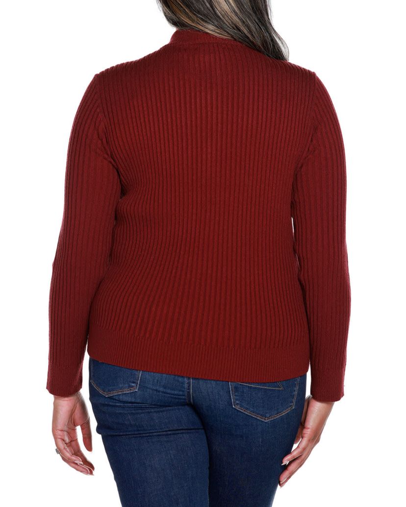 Plus Size Rib and Cable Quarter-Zip Sweater
