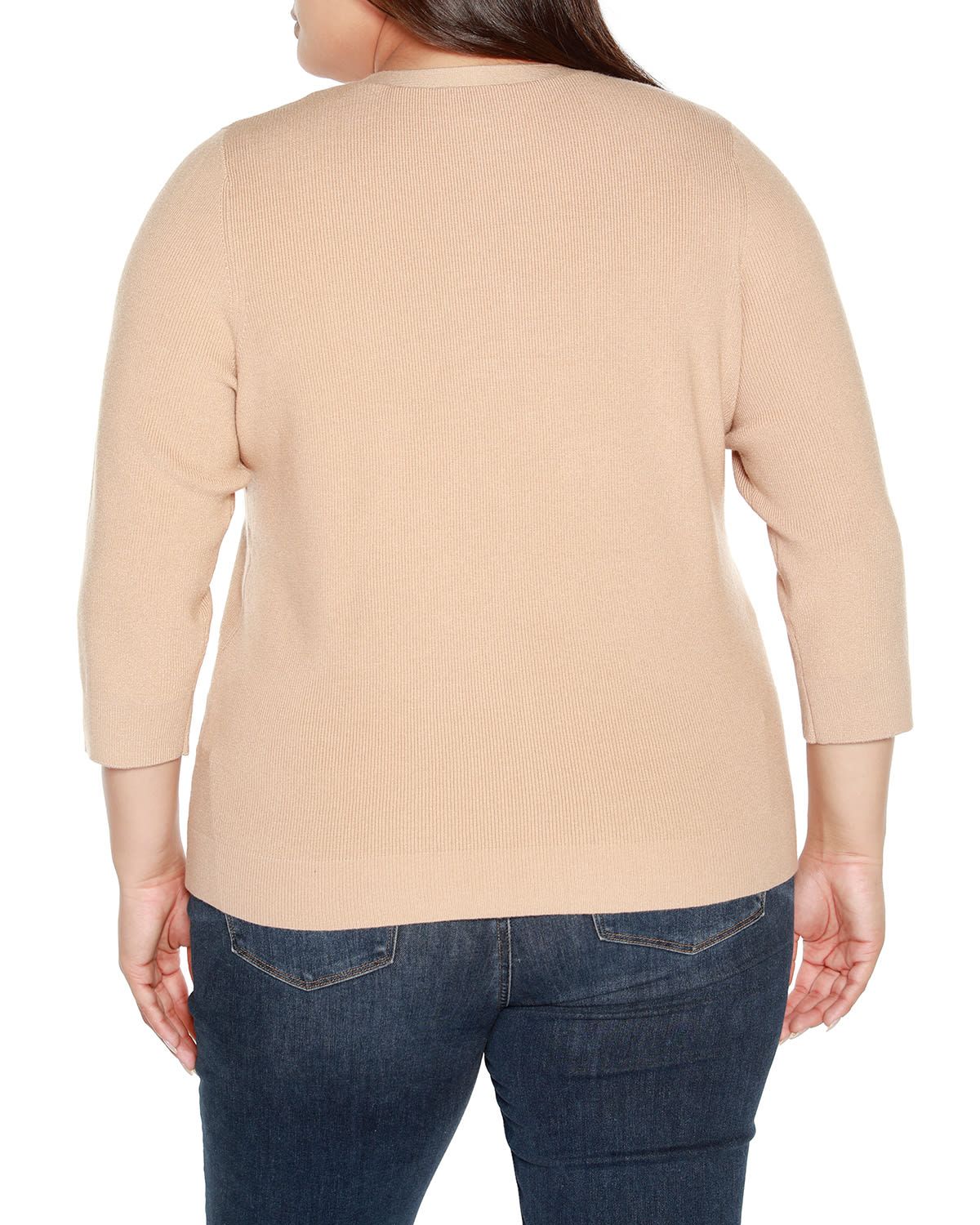 Plus Size Rhinestone Embellished Open-Front Cardigan