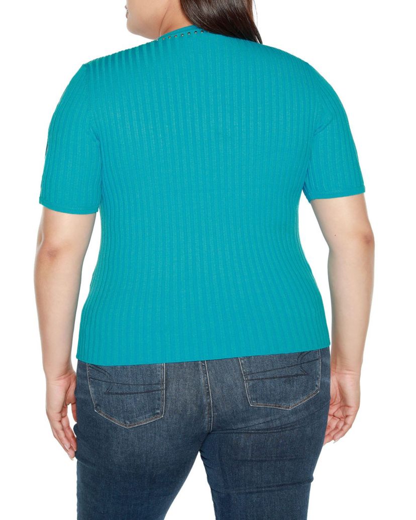 Plus Size Embellished Criss Cross Sleeve Sweater