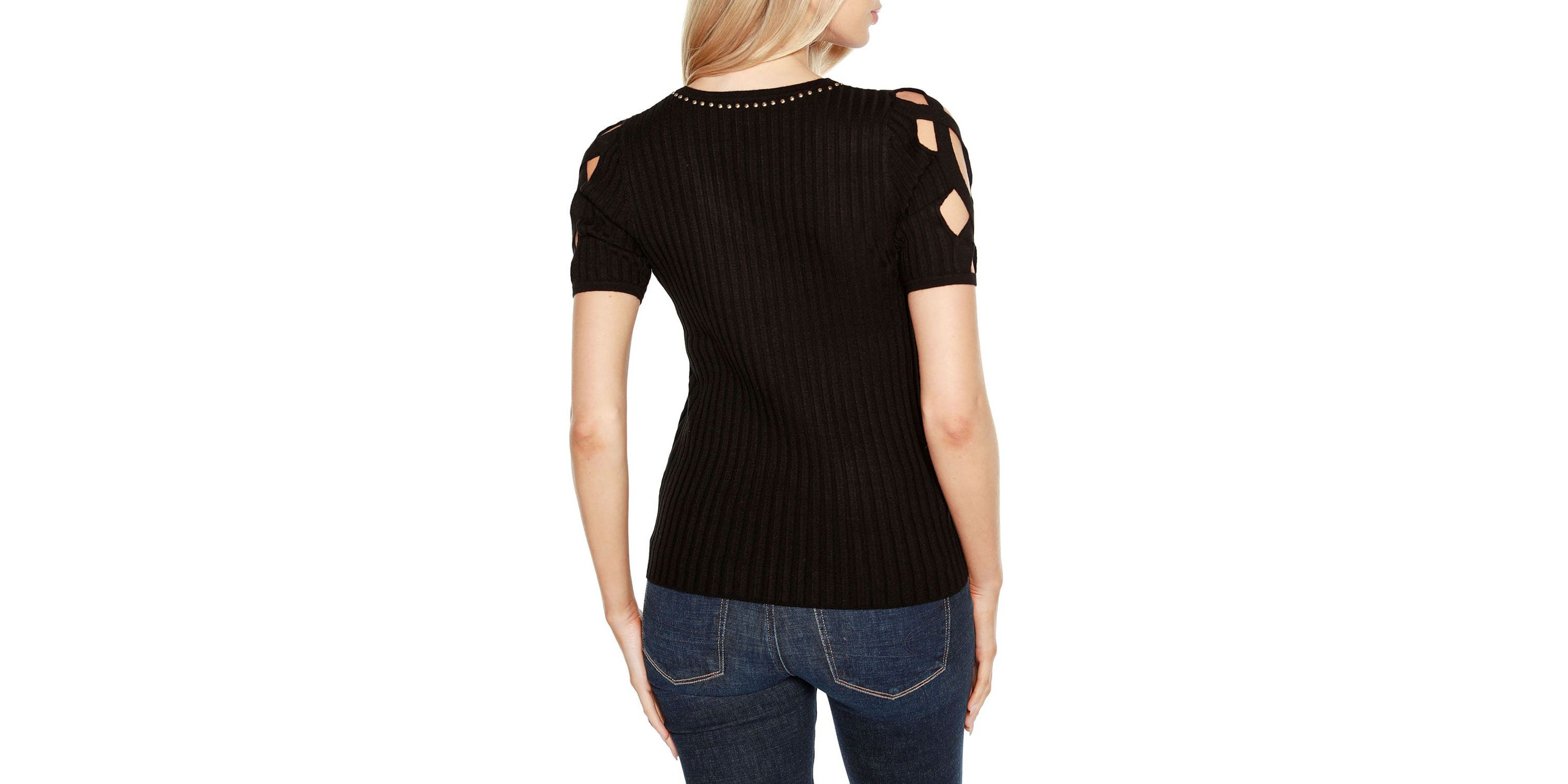 Embellished Criss Cross Sleeve Sweater