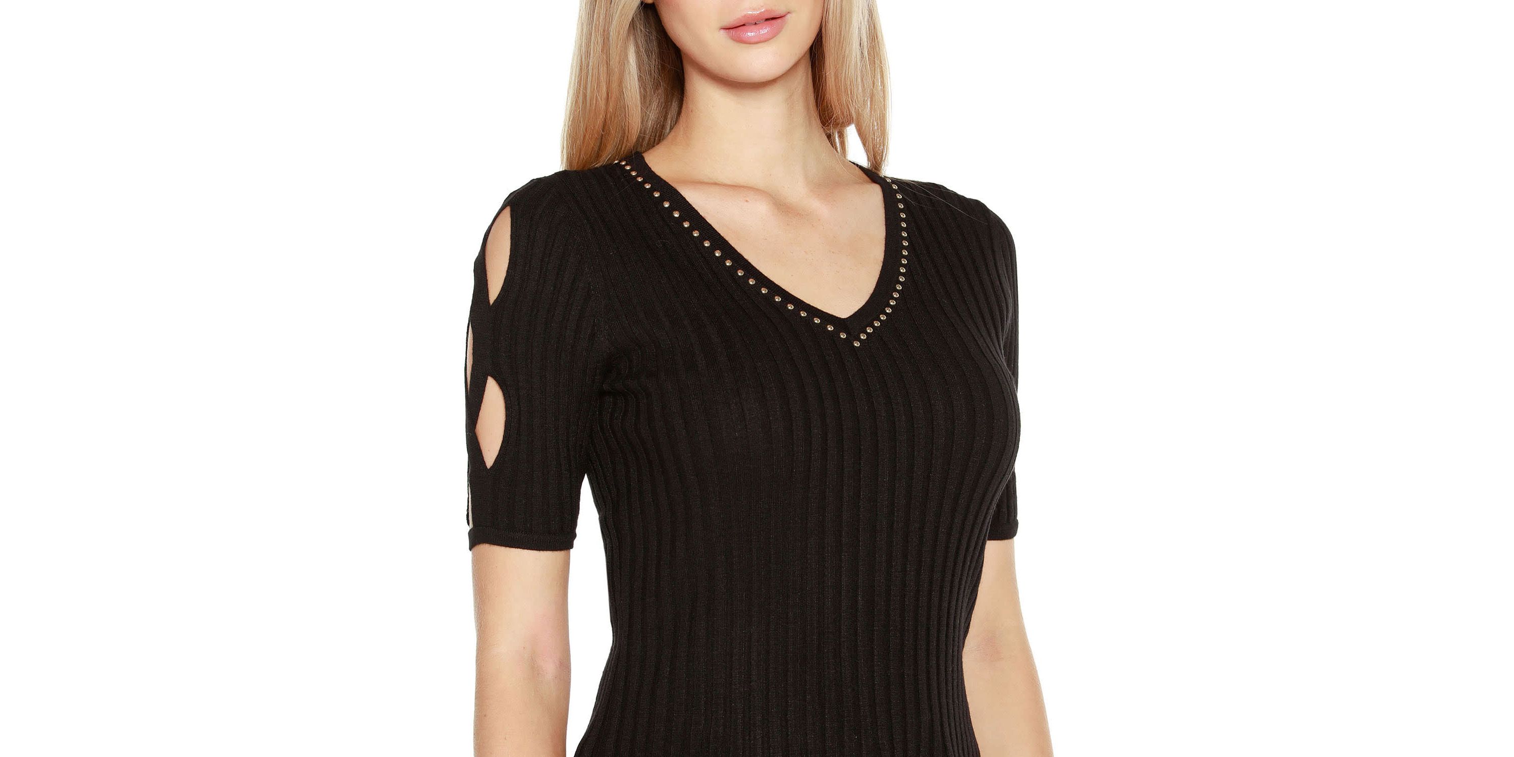 Embellished Criss Cross Sleeve Sweater