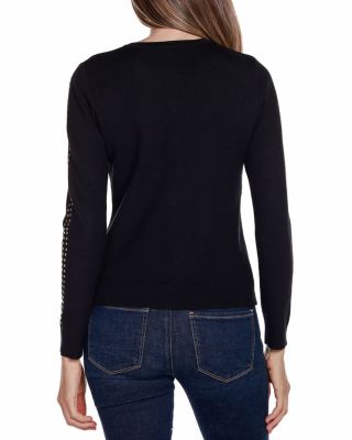 売れ筋商品|||ベルディーニ ニット&セーター アウター レディース Plus Size Black Label  Rhinestone Grommet Cold-Shoulder Sweater Black Elliss Rhinestone Wool-Blend Chain Sweater | GUESS