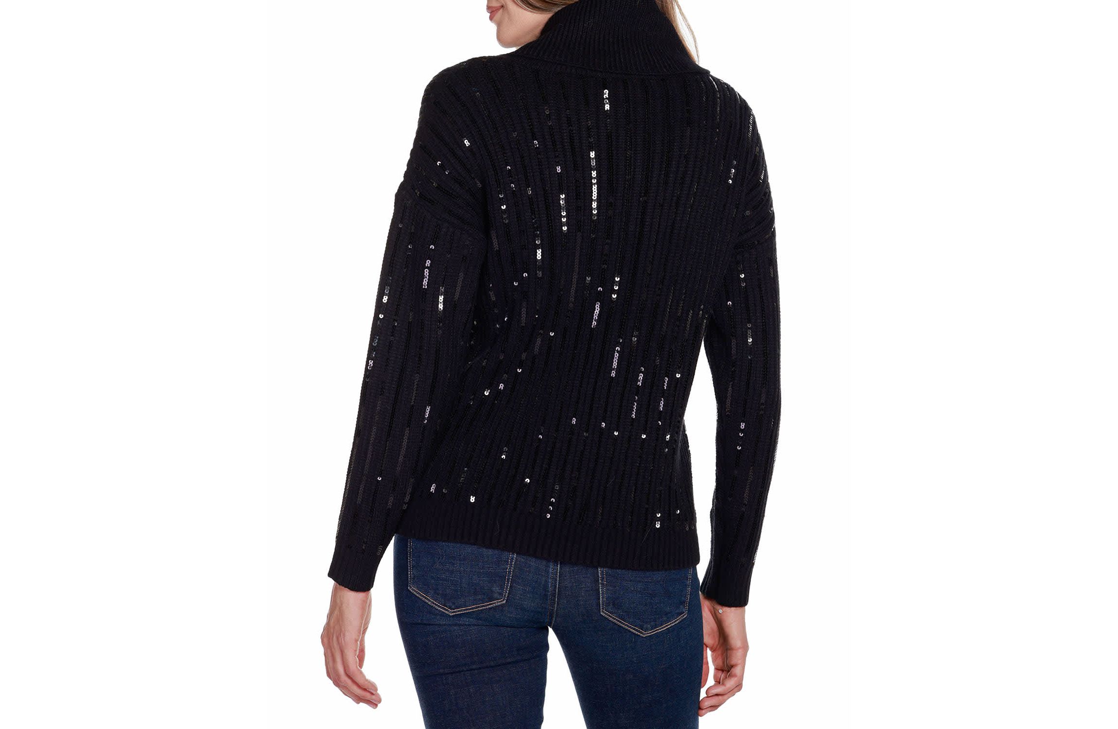 Sequin Trim Cowl Neck Sweater