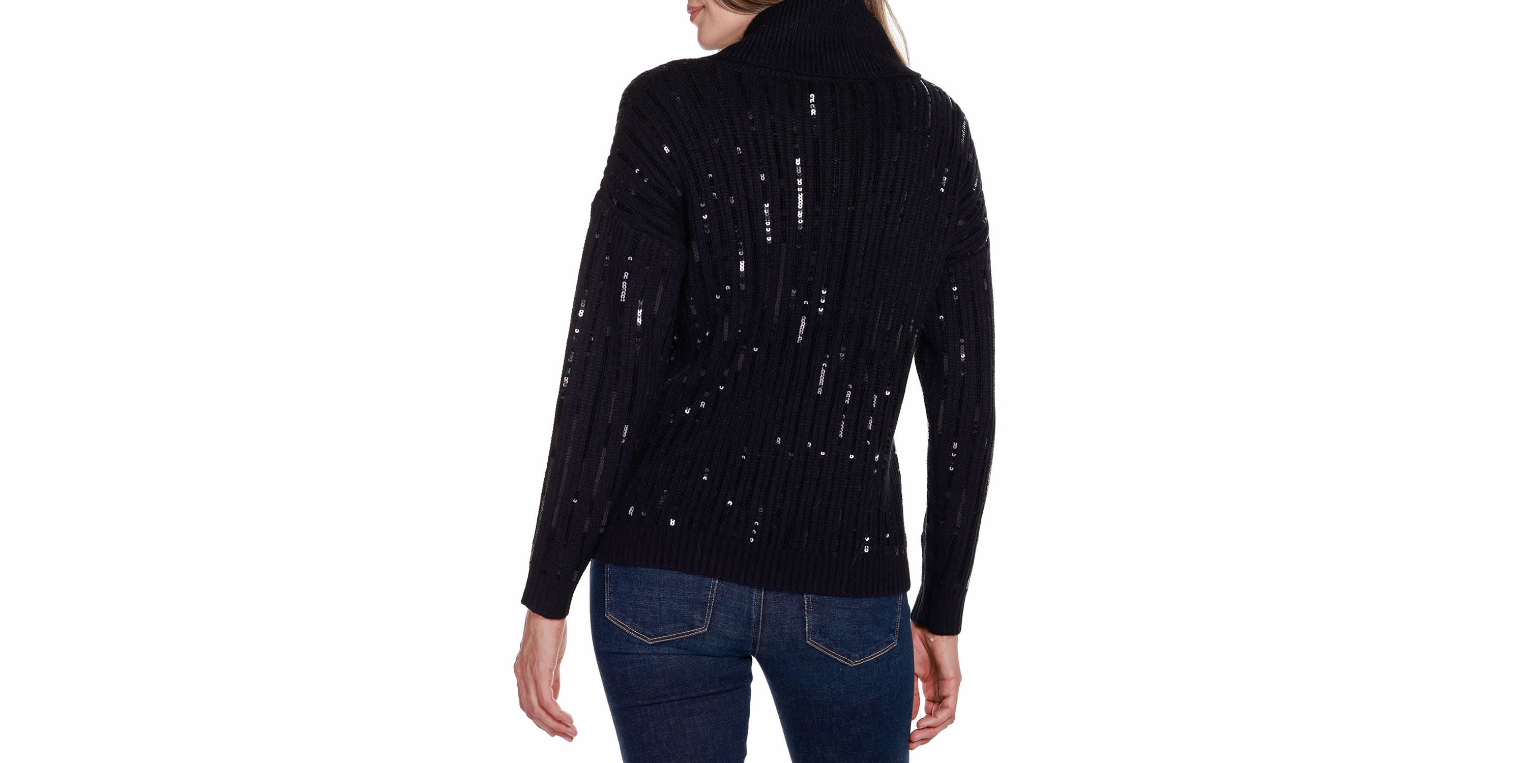Sequin Trim Cowl Neck Sweater