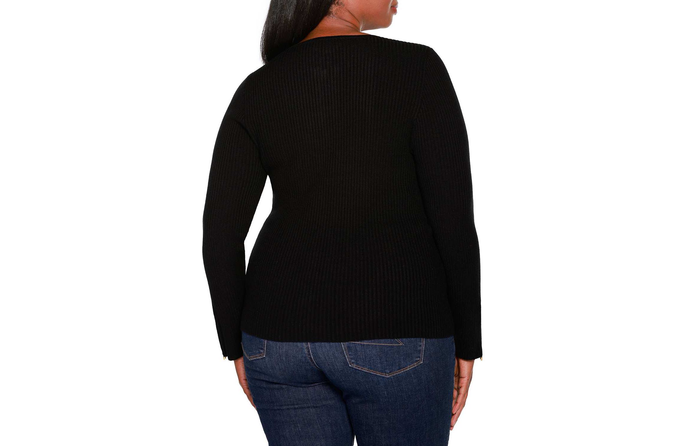 Ribbed Double-Zip Cardigan Sweater