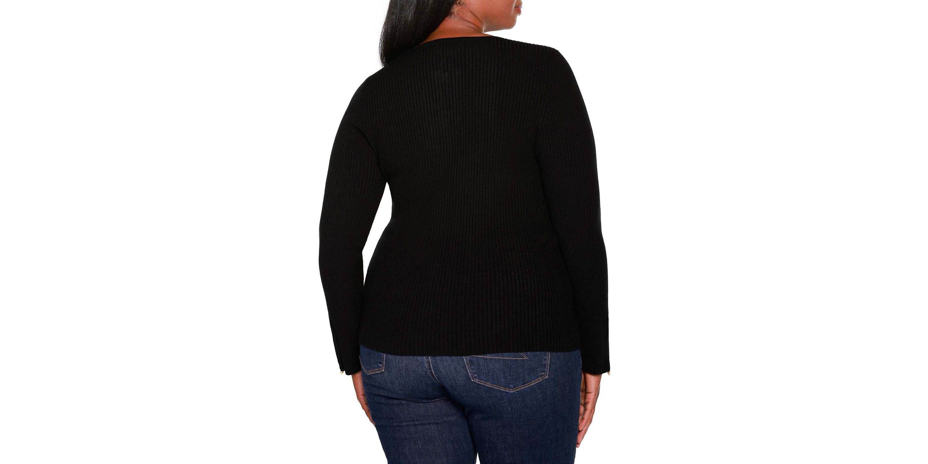 Ribbed Double-Zip Cardigan Sweater