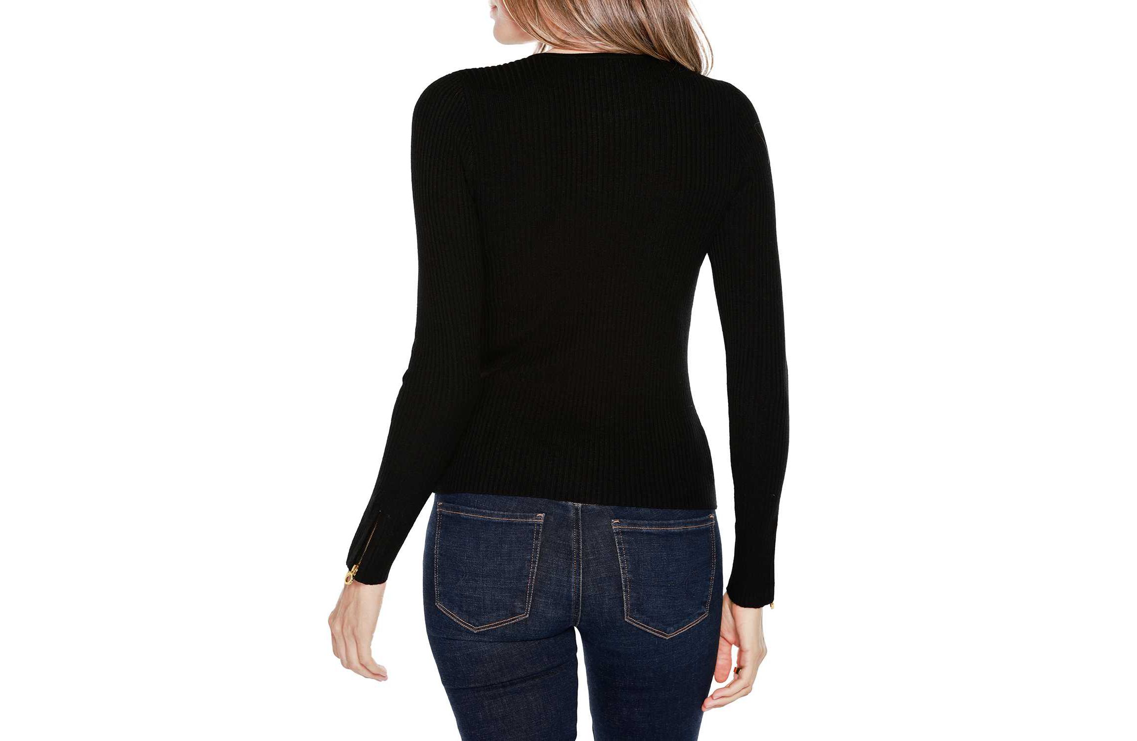 Ribbed Double-Zip Cardigan Sweater