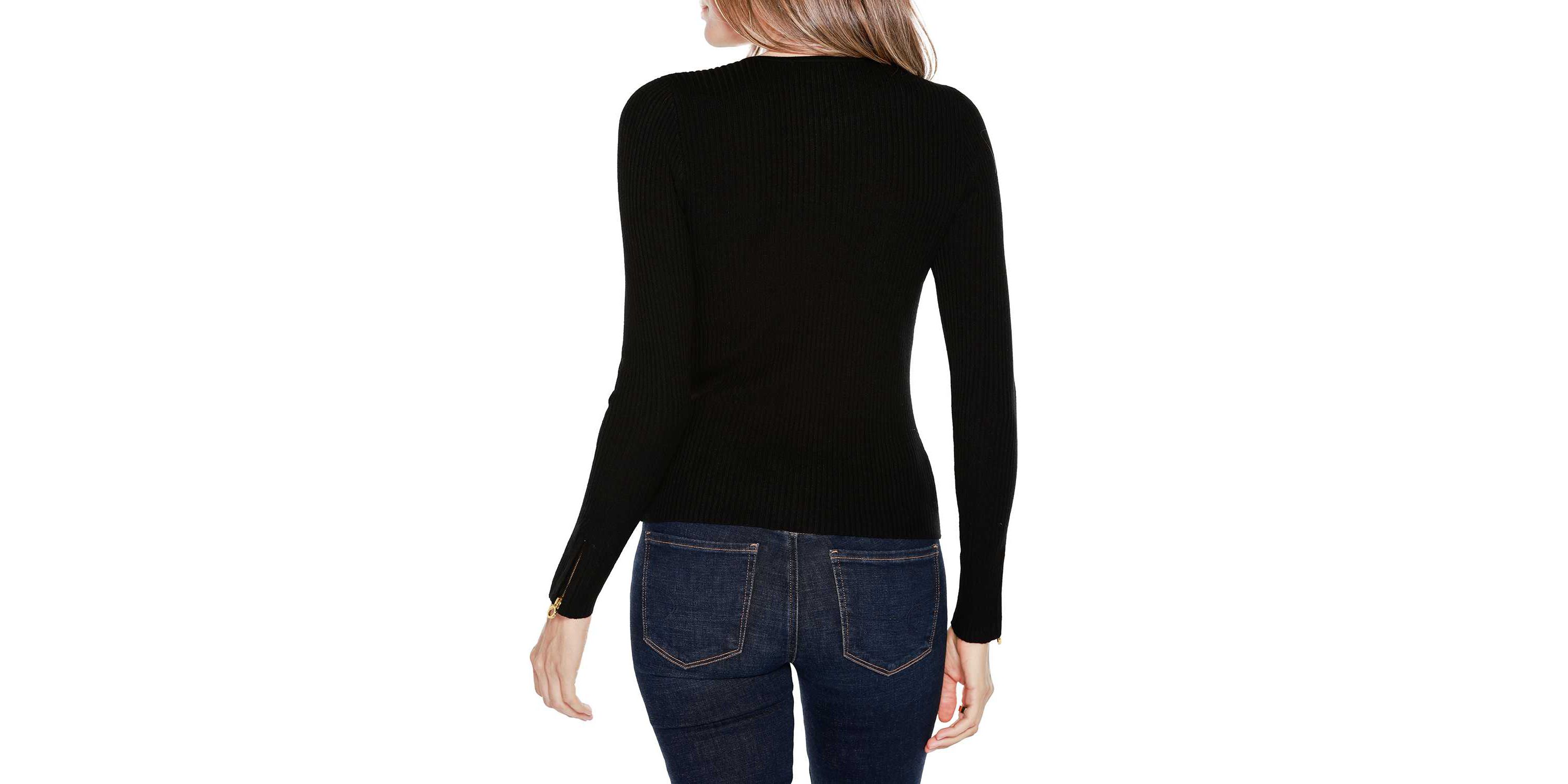 Ribbed Double-Zip Cardigan Sweater