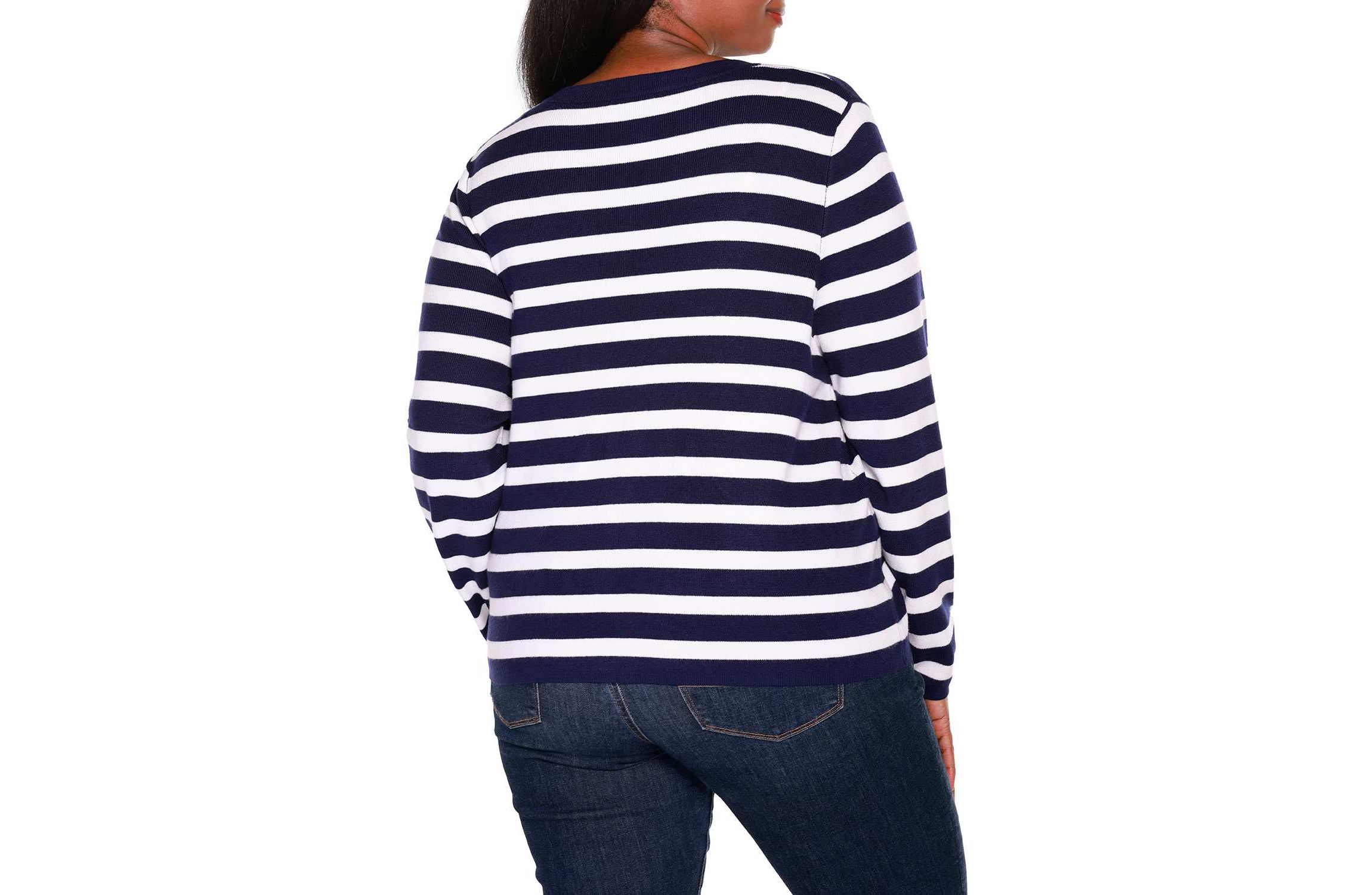 Nautical Stripe Open-Front Cardigan Sweater
