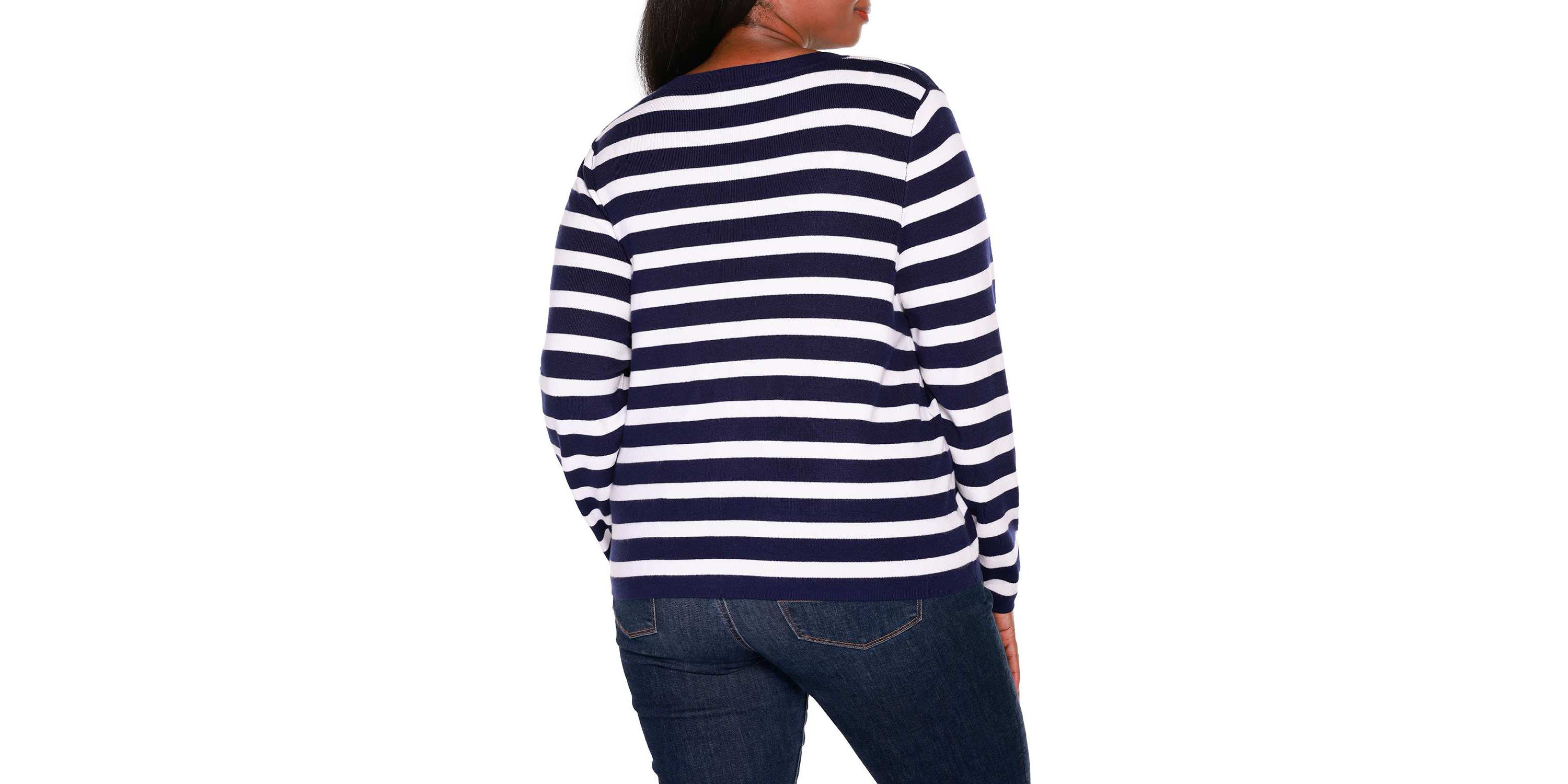 Nautical Stripe Open-Front Cardigan Sweater