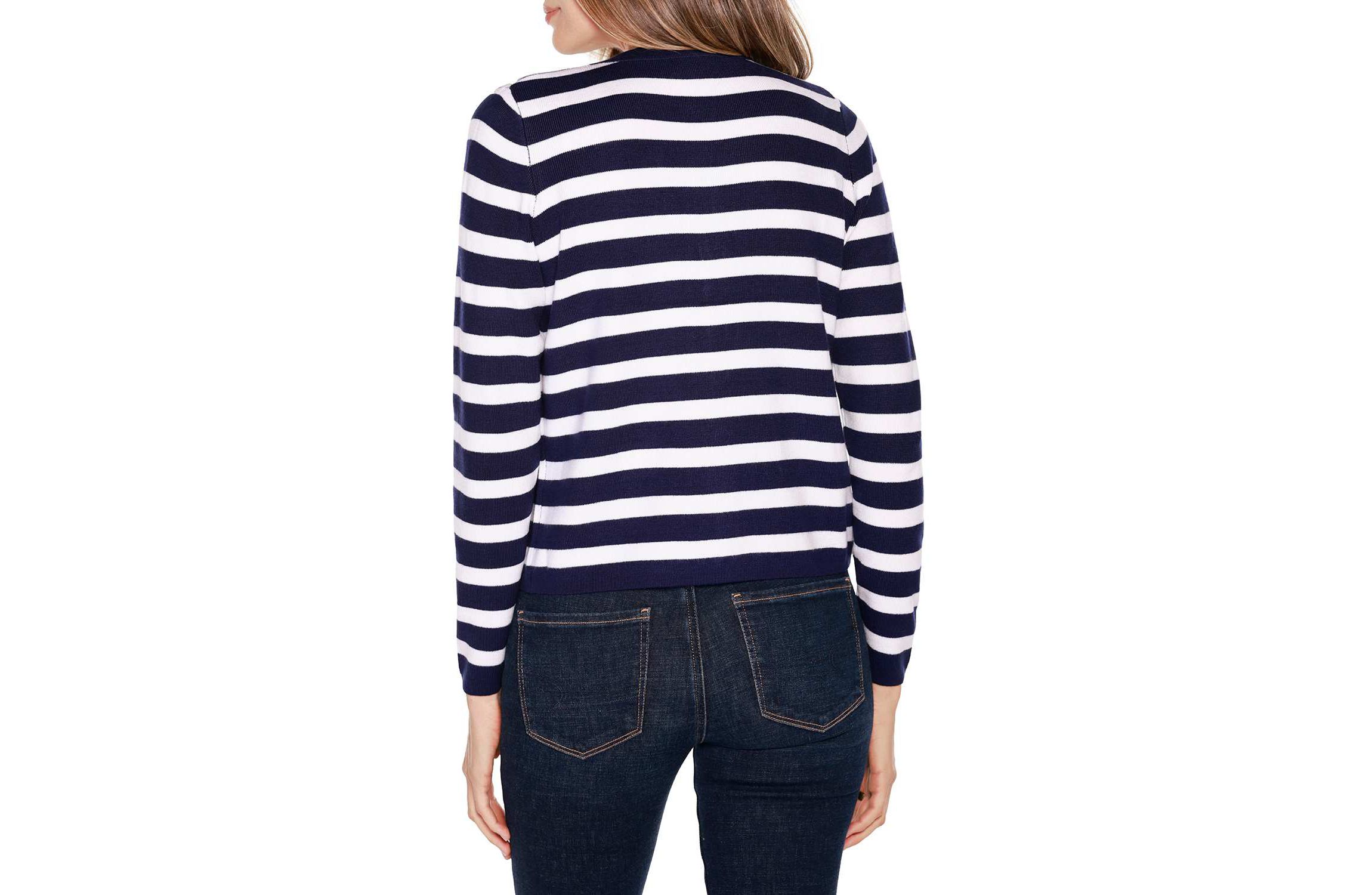 Nautical Stripe Open-Front Cardigan Sweater
