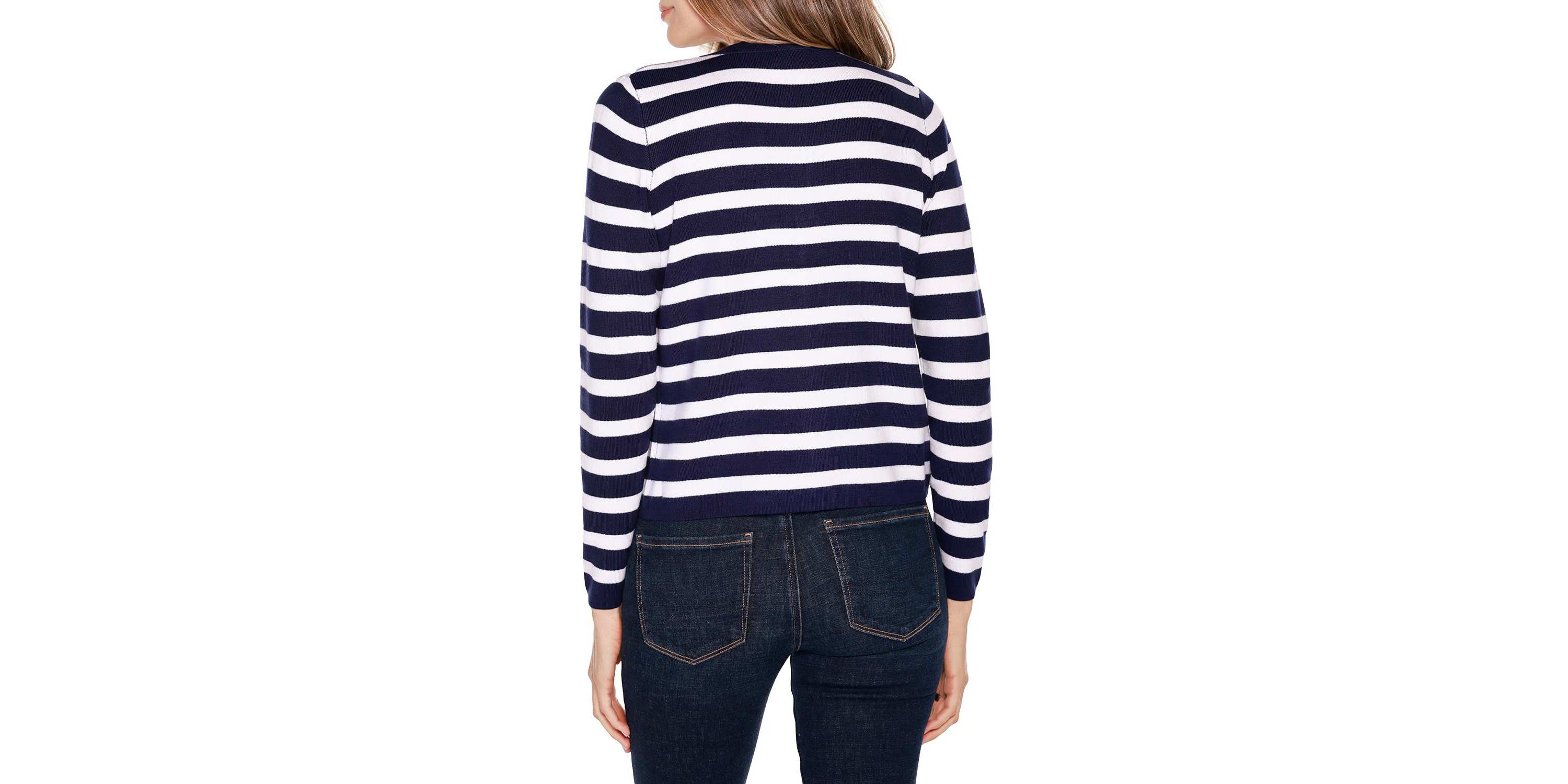 Nautical Stripe Open-Front Cardigan Sweater