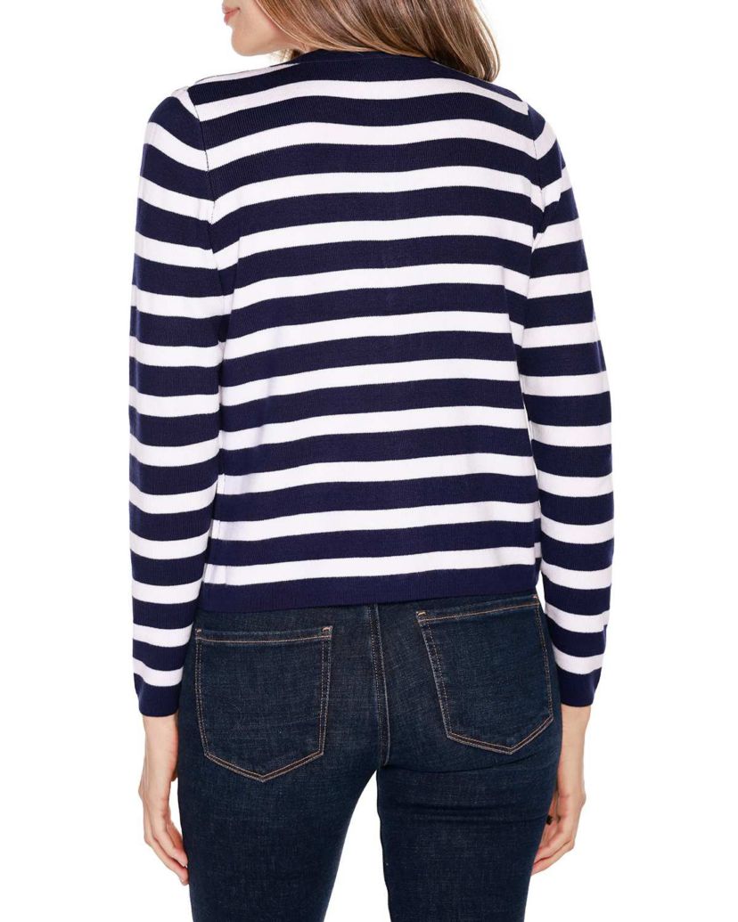 Nautical Stripe Open-Front Cardigan Sweater