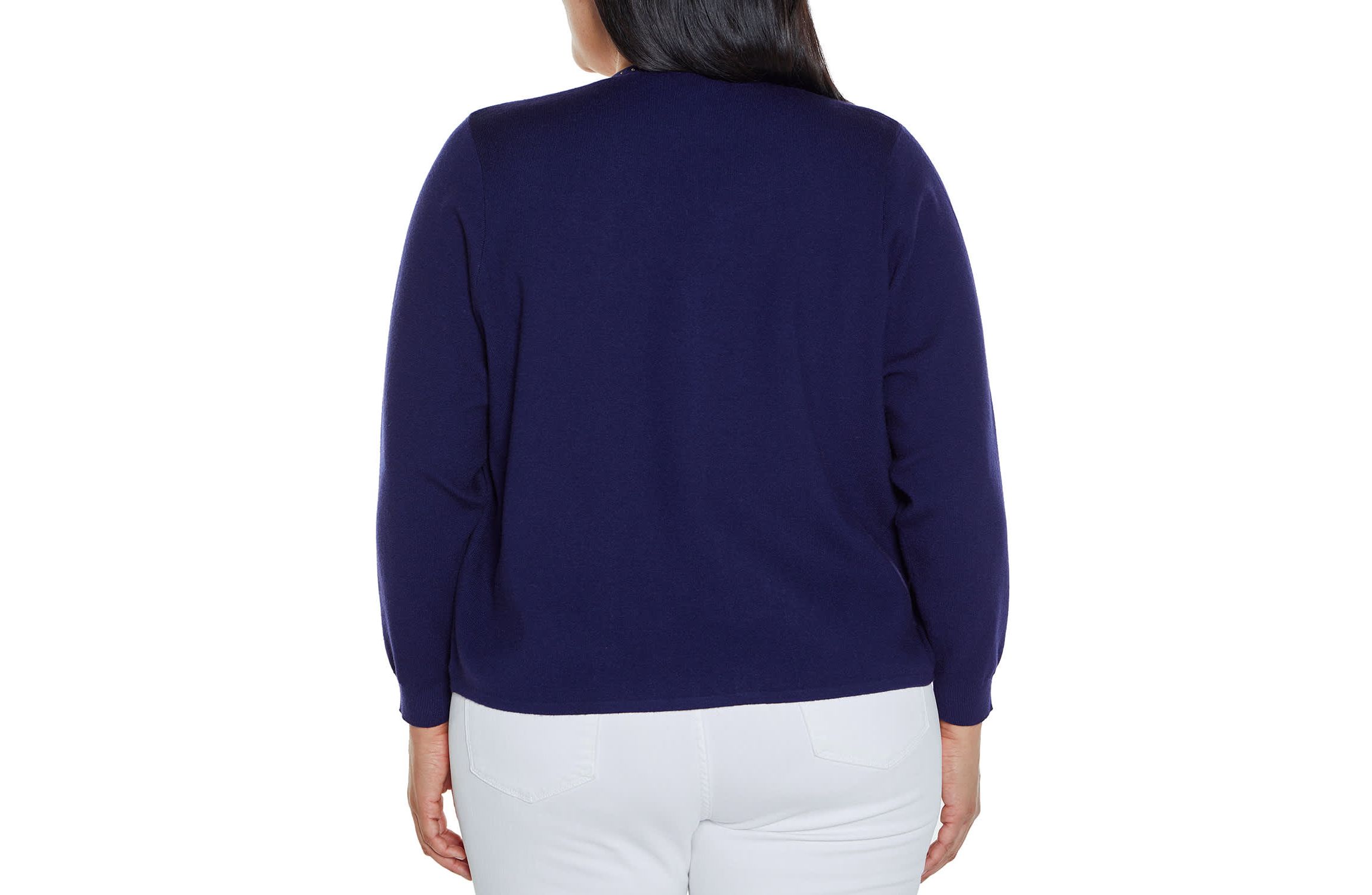 Embroidered Drop-Shoulder Open-Front Cardigan Sweater