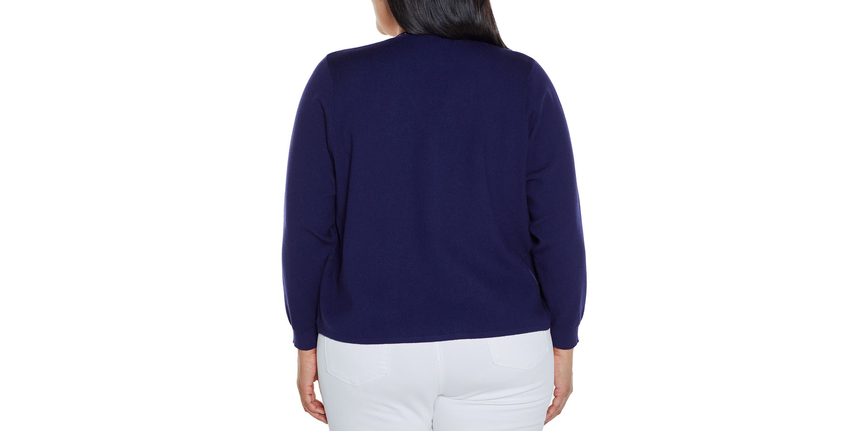 Embroidered Drop-Shoulder Open-Front Cardigan Sweater
