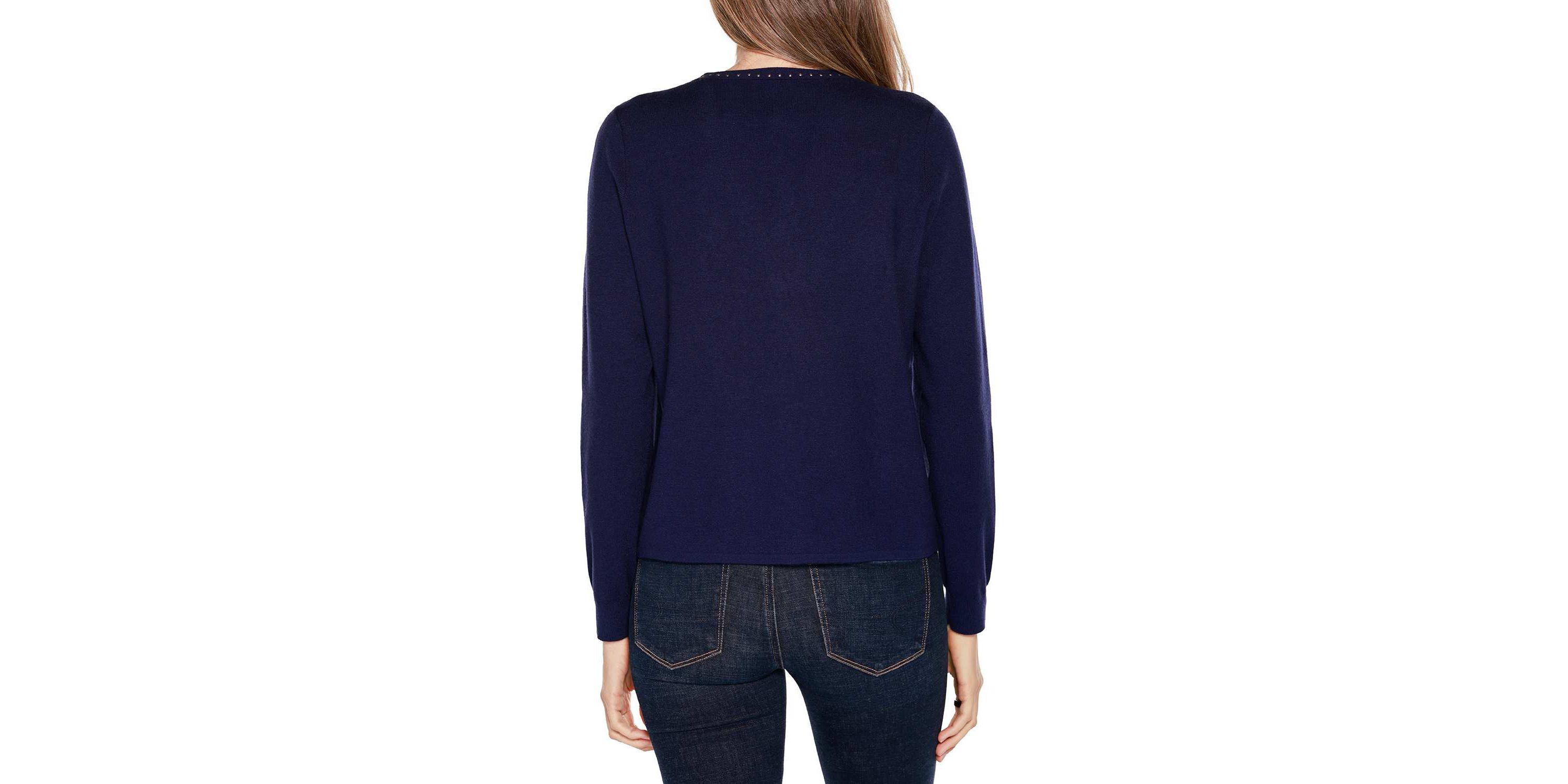 Embroidered Drop-Shoulder Open-Front Cardigan Sweater