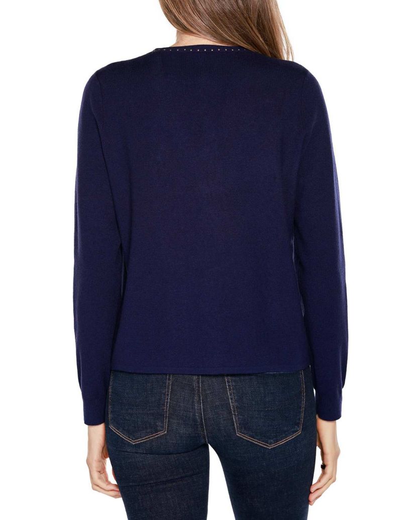Embroidered Drop-Shoulder Open-Front Cardigan Sweater