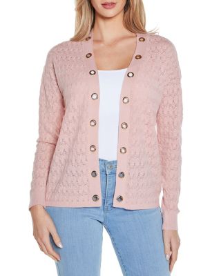 Belldini Black Label Women's Pointelle and Grommet Open Cardigan Sweater, XL