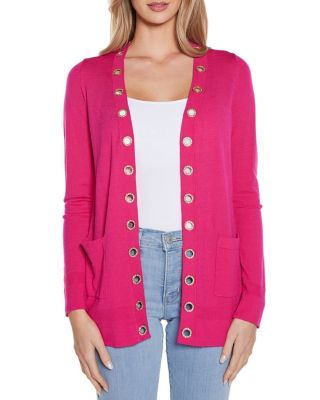 Belldini Black Label Women's Rhinestone Grommet Open-Front Cardigan Sweater