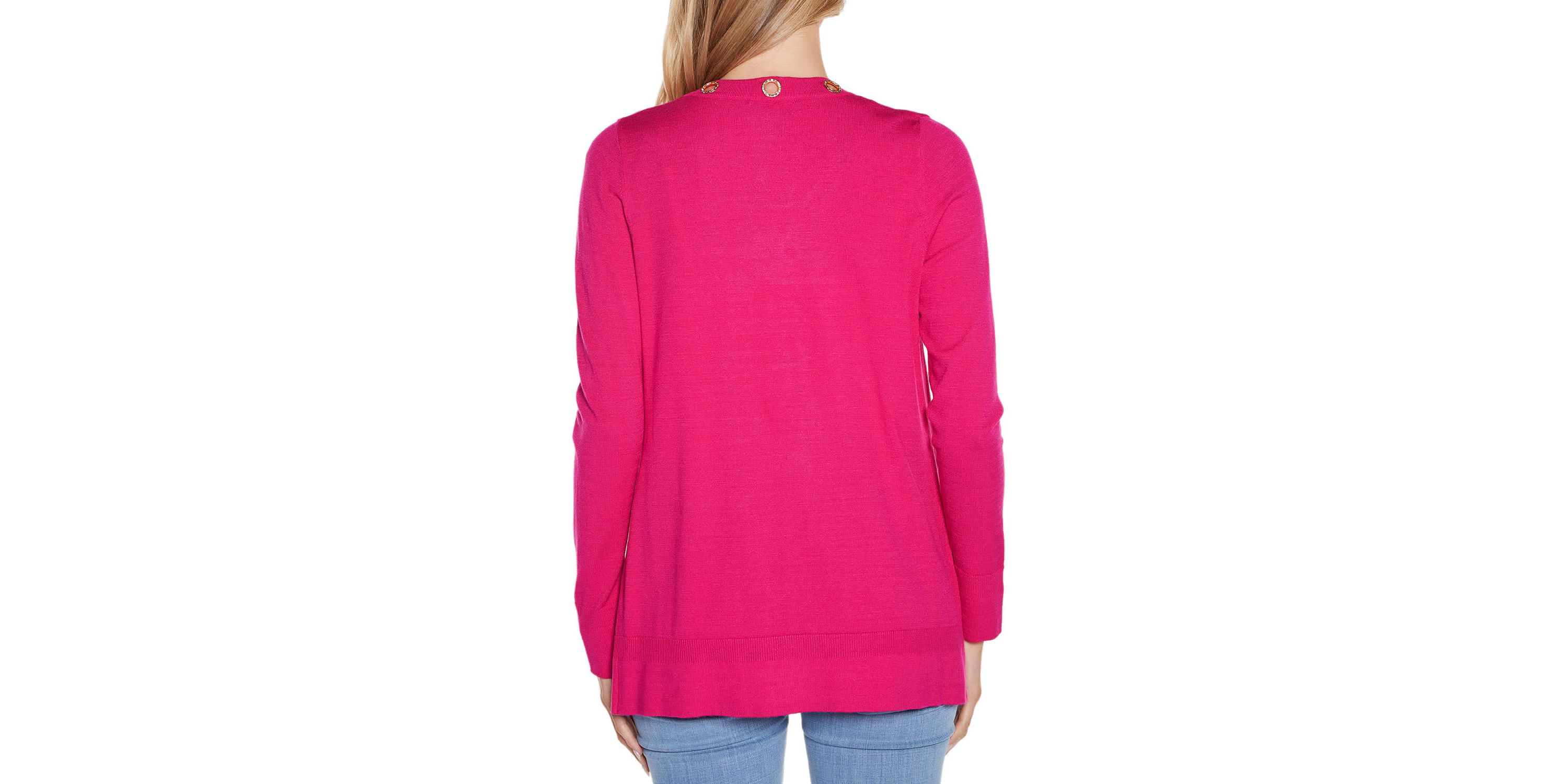 Rhinestone Grommet Open-Front Cardigan Sweater