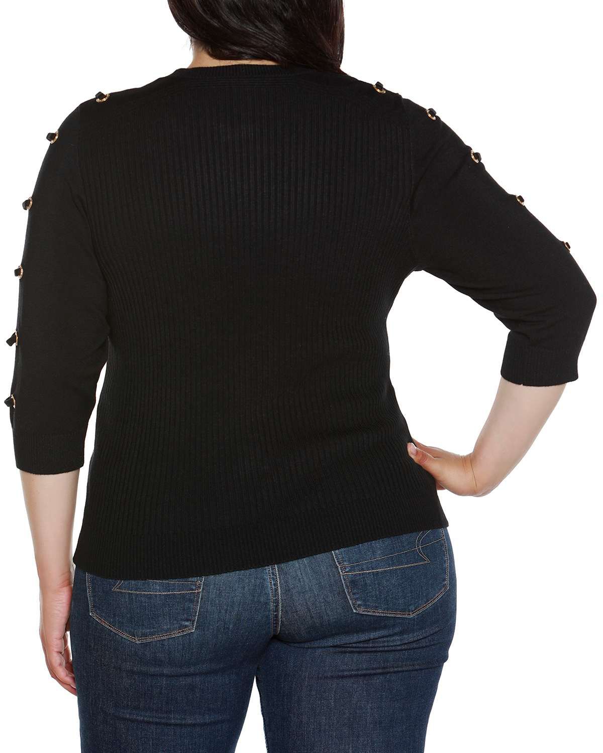 Belldini Black Label Plus Size Grommet-Trim Ribbed Sweater | Belk