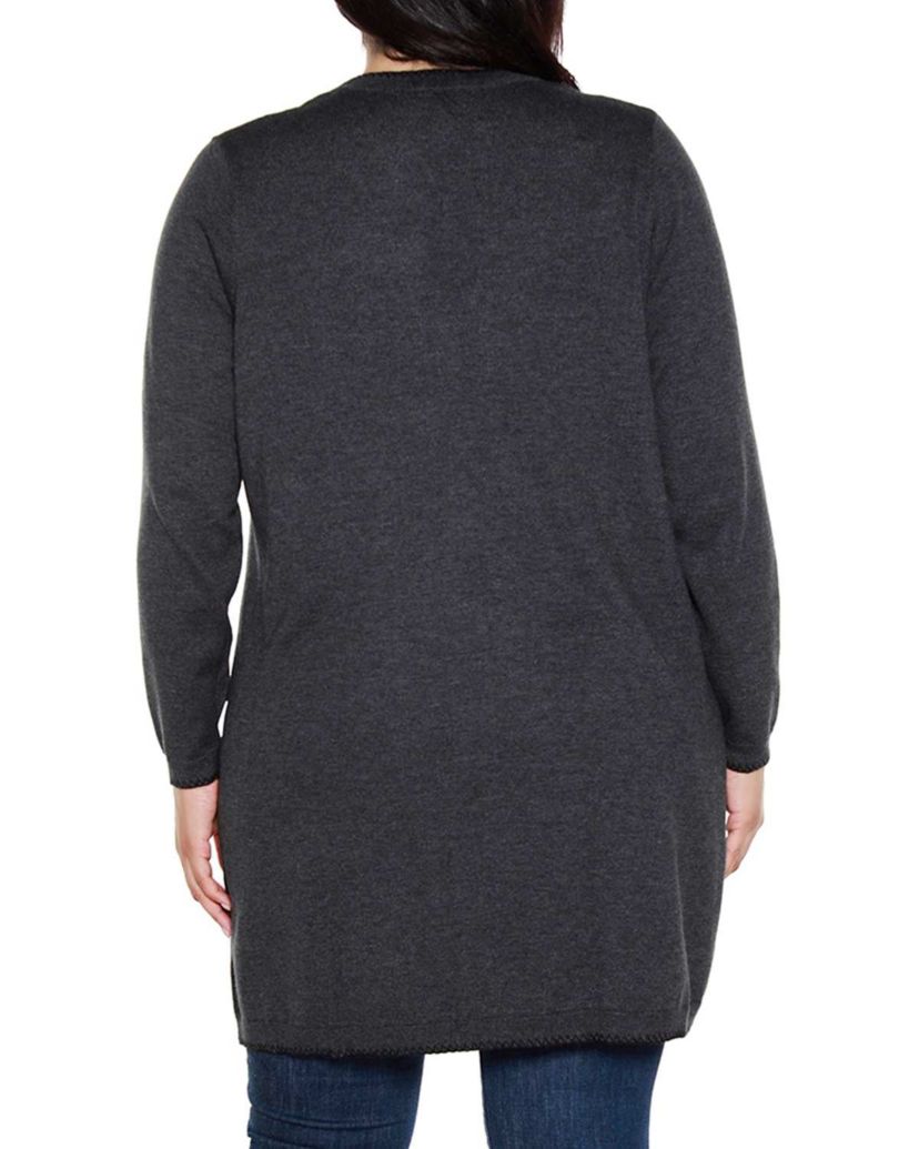 Belldini Black Label Plus Size Embroidered Open-Front Cardigan