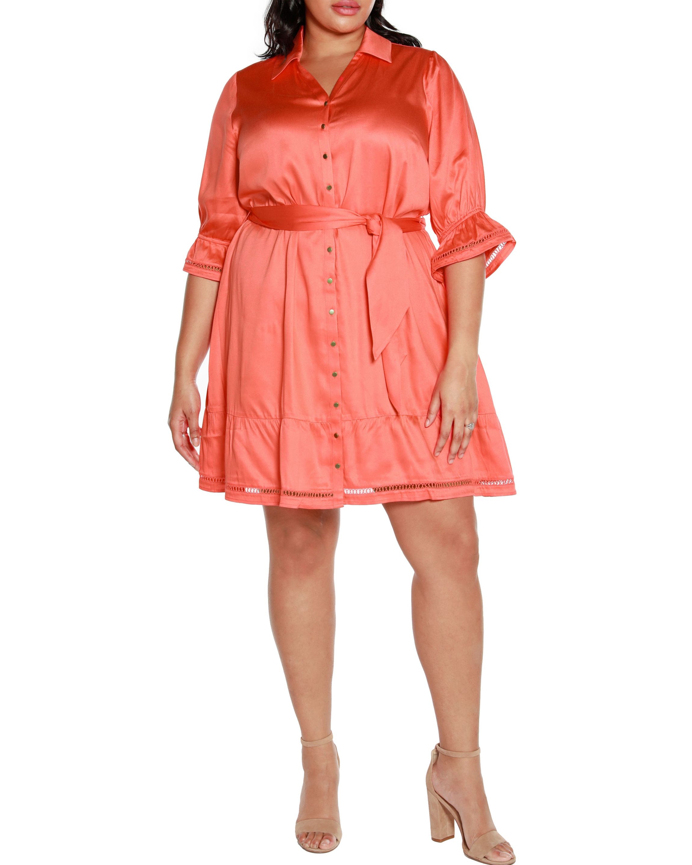 Plus Size Collared Button-Front Dress