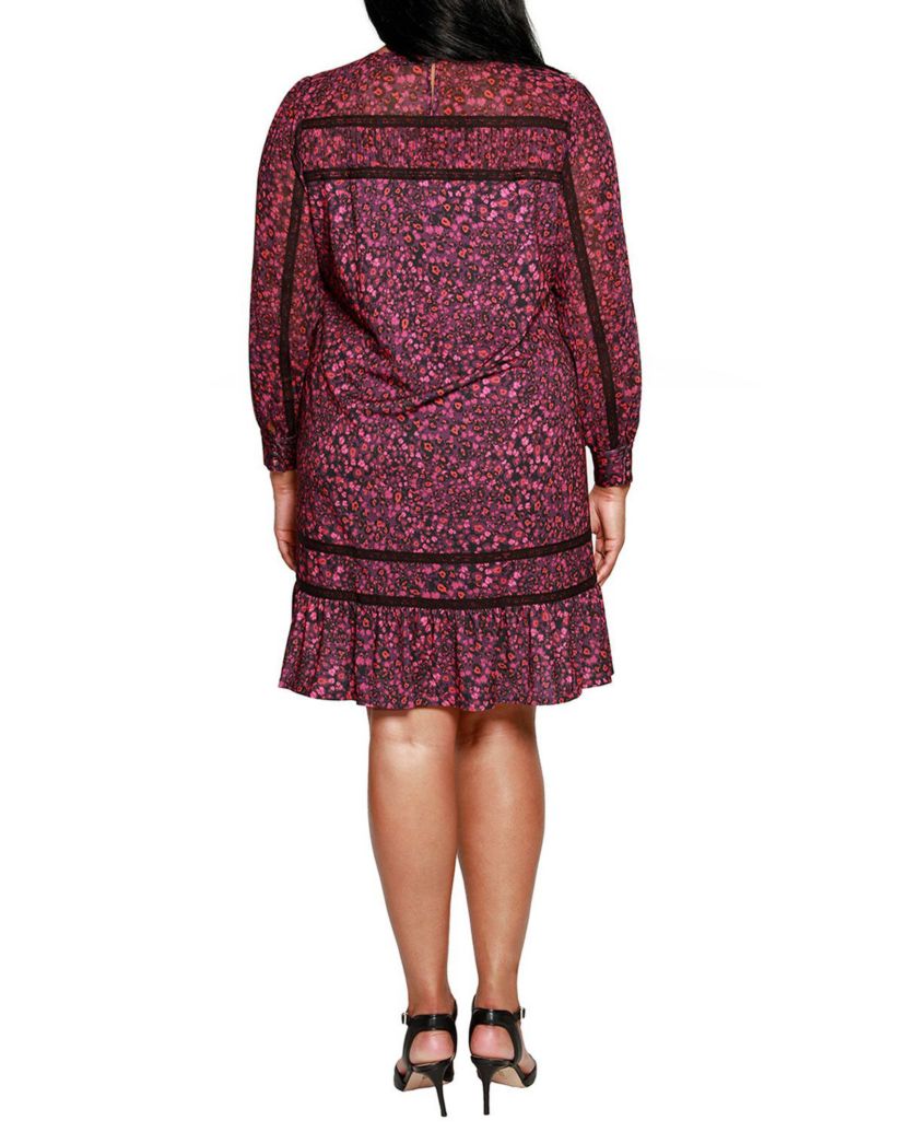 Plus Size Wild Ditsy Floral Long Sleeve Collared Top