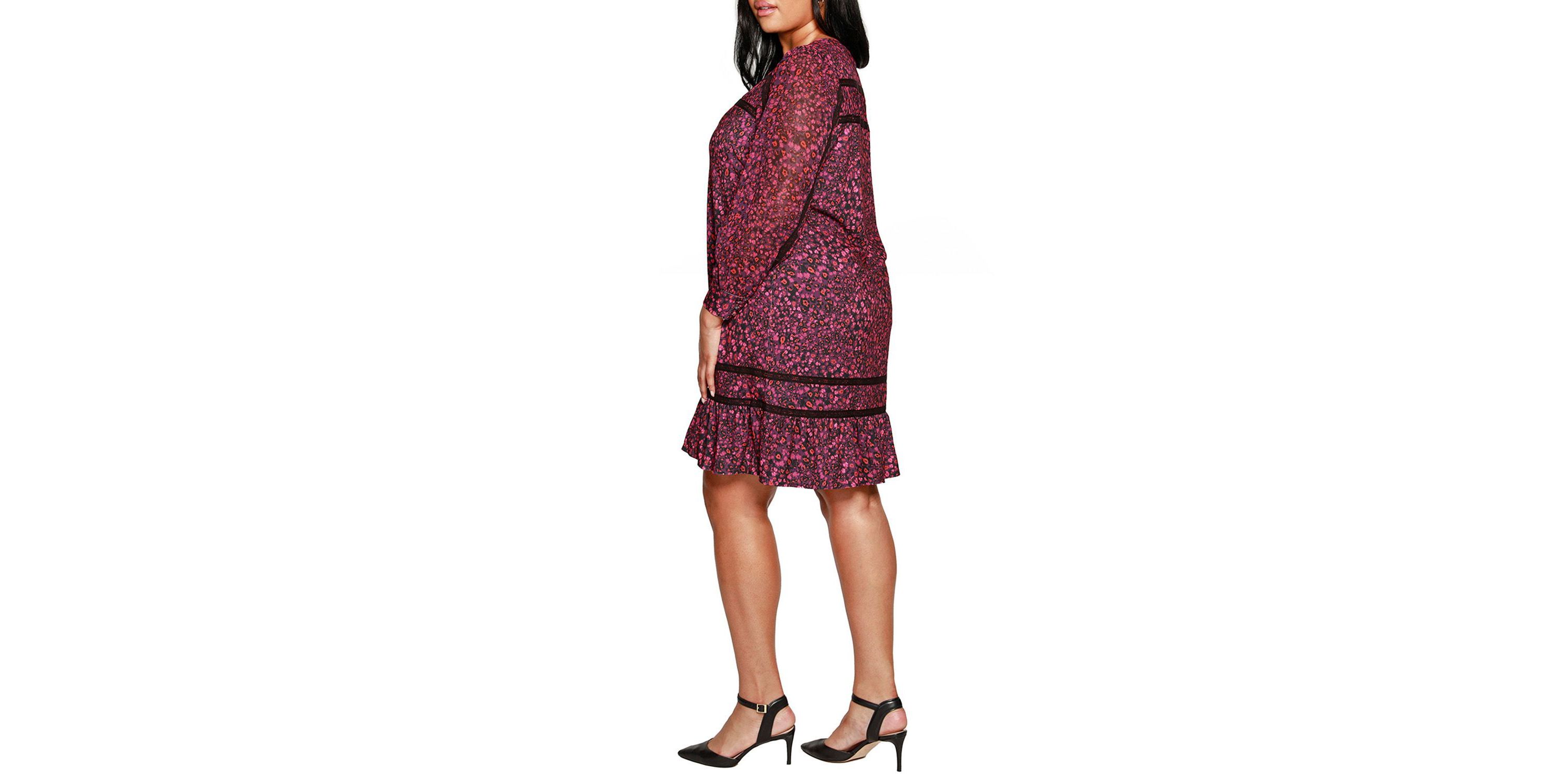 Plus Size Wild Ditsy Floral Long Sleeve Collared Top