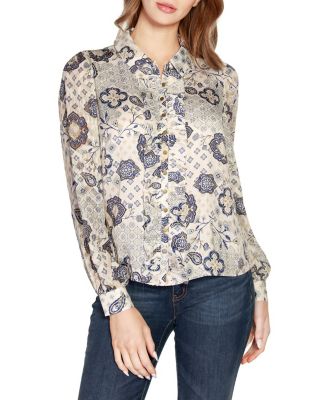 Belldini Black Label Women's Paisley Floral Print Button-Front Top -  1804833BW225031