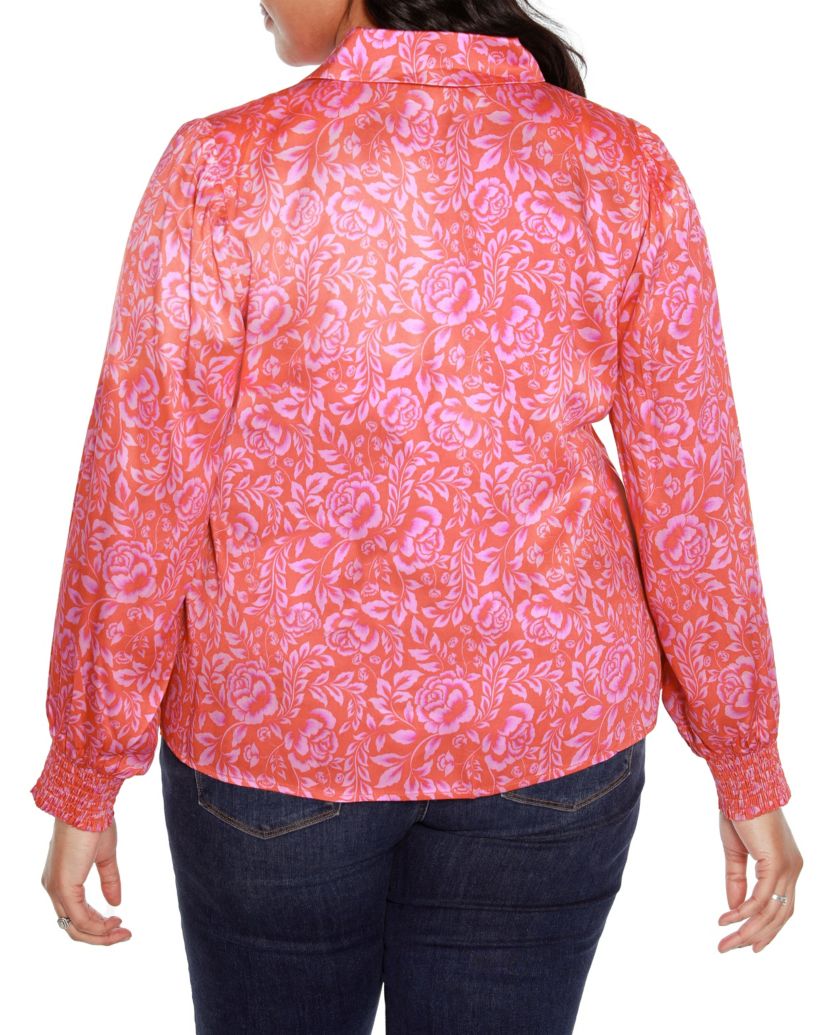 Plus Size Floral Printed Button-Front Shirt
