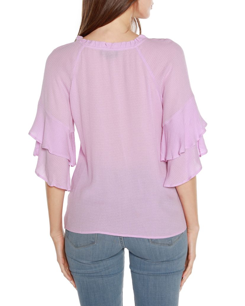 Ruffle Sleeve Button-Front Top