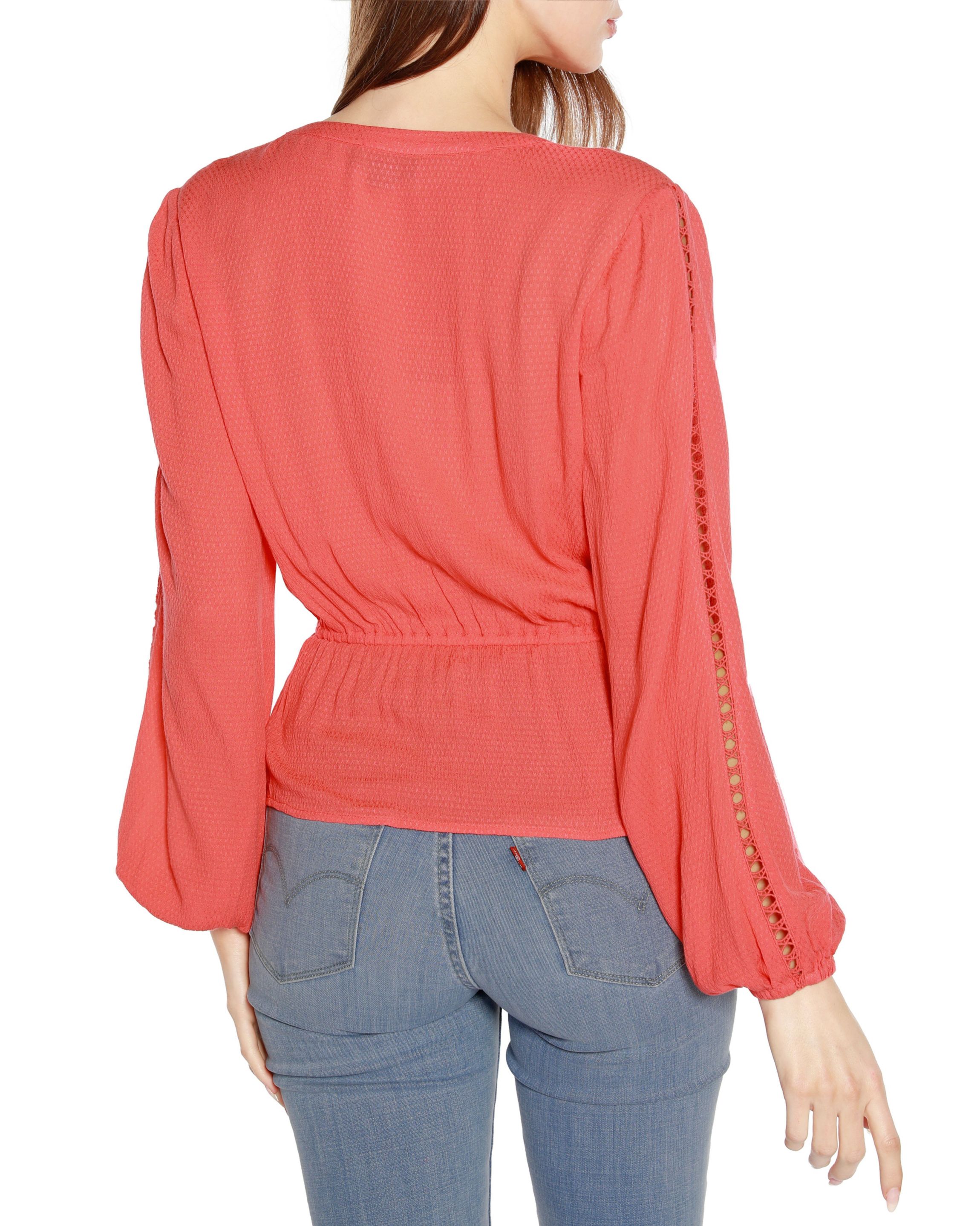 Long Sleeve V-neck Peplum Top