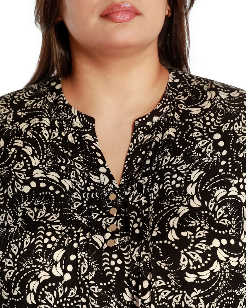 Plus Size Printed Ruffle Sleeve Top