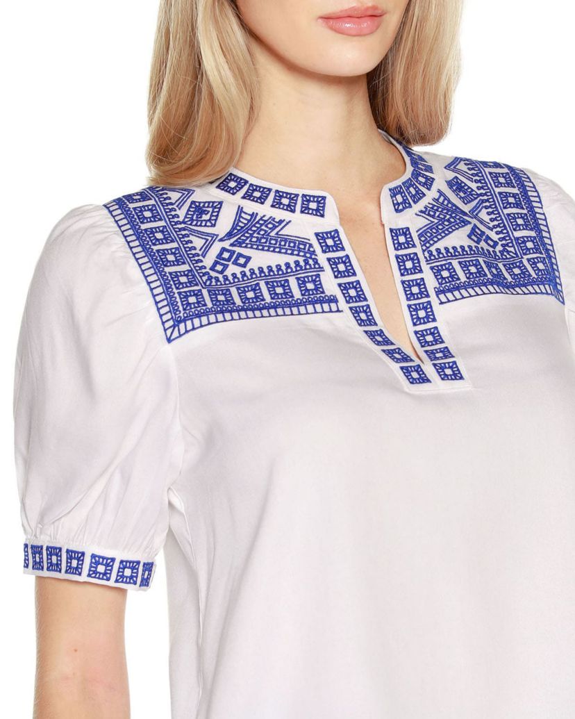Embroidered Boho Short Sleeve Top