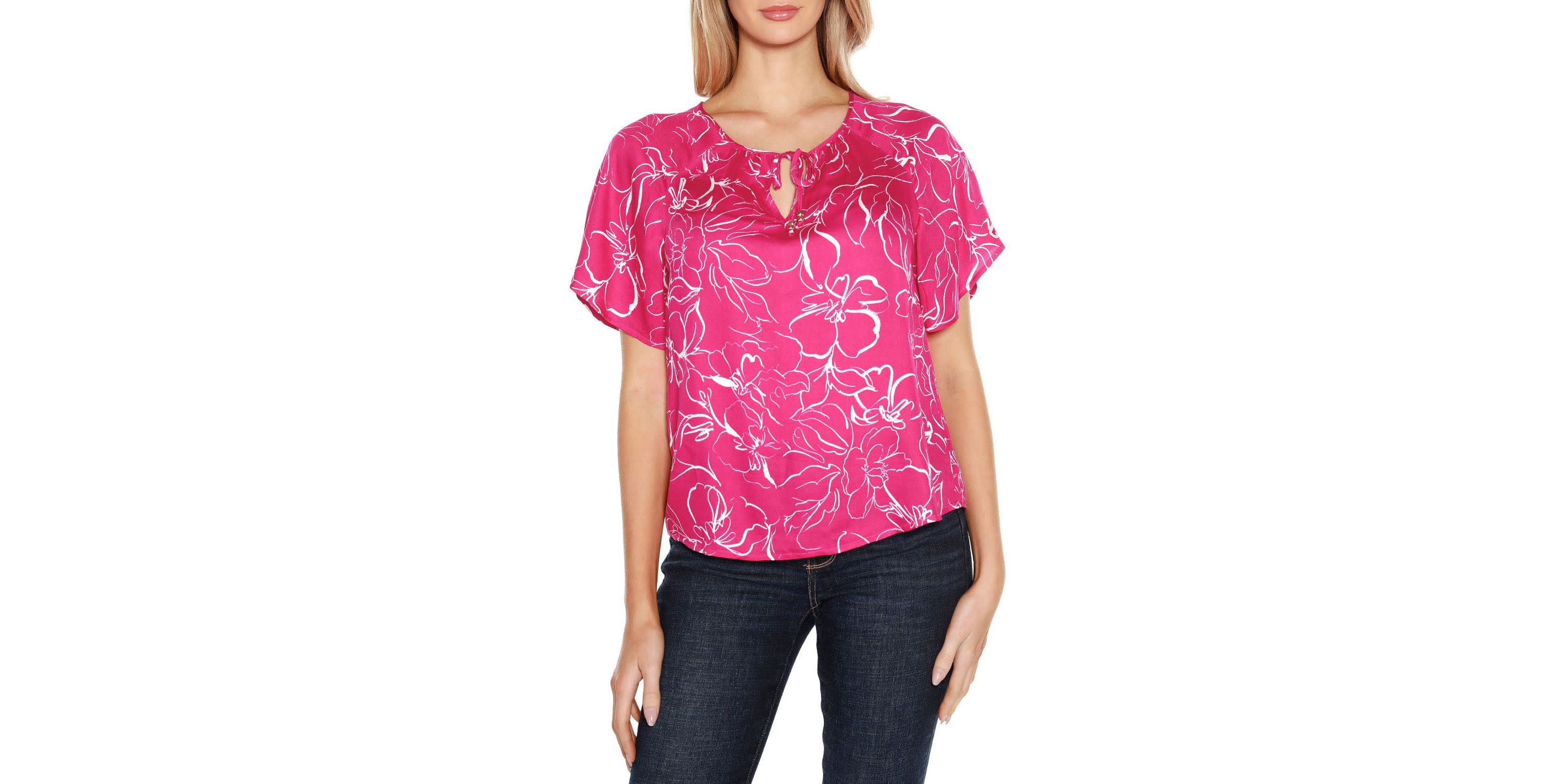 Embellished Tie Neck Flutter Sleeve Top