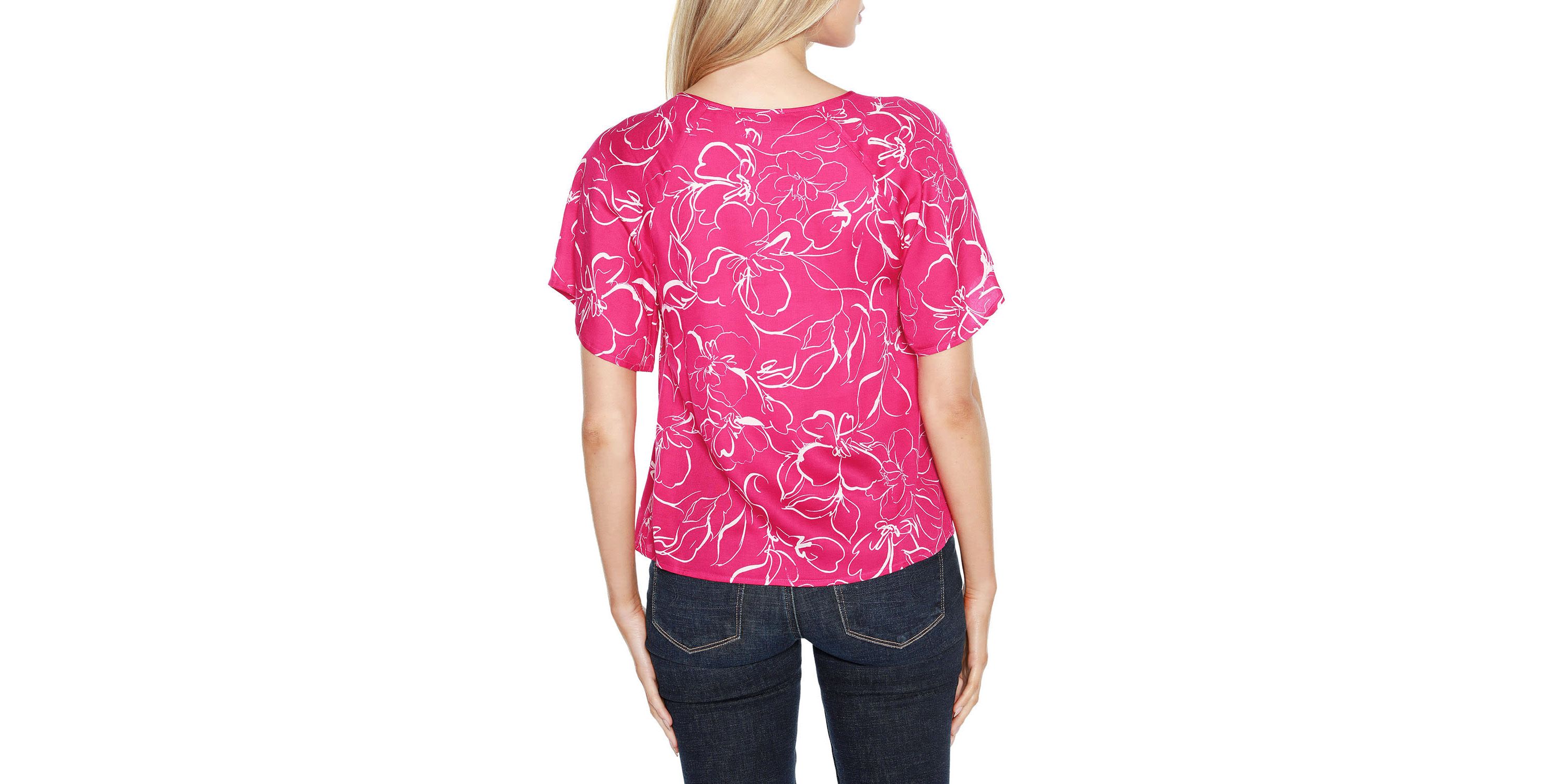 Embellished Tie Neck Flutter Sleeve Top