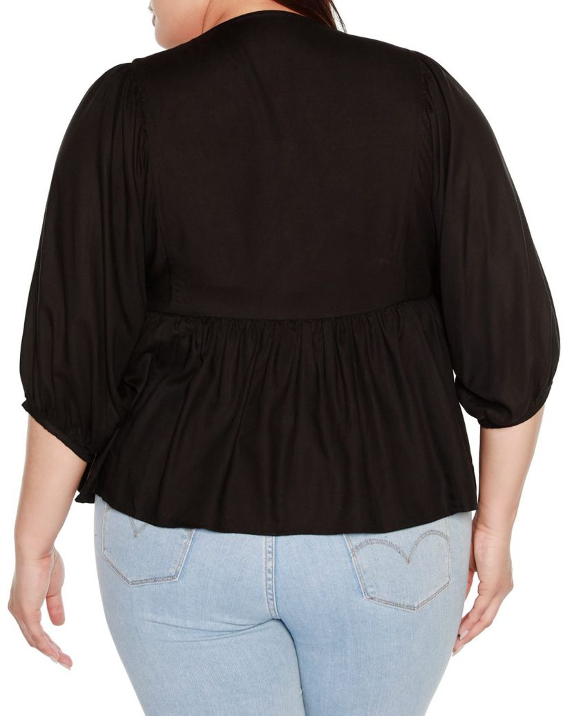 Plus Size Embroidered Boho Fit and Flare Top