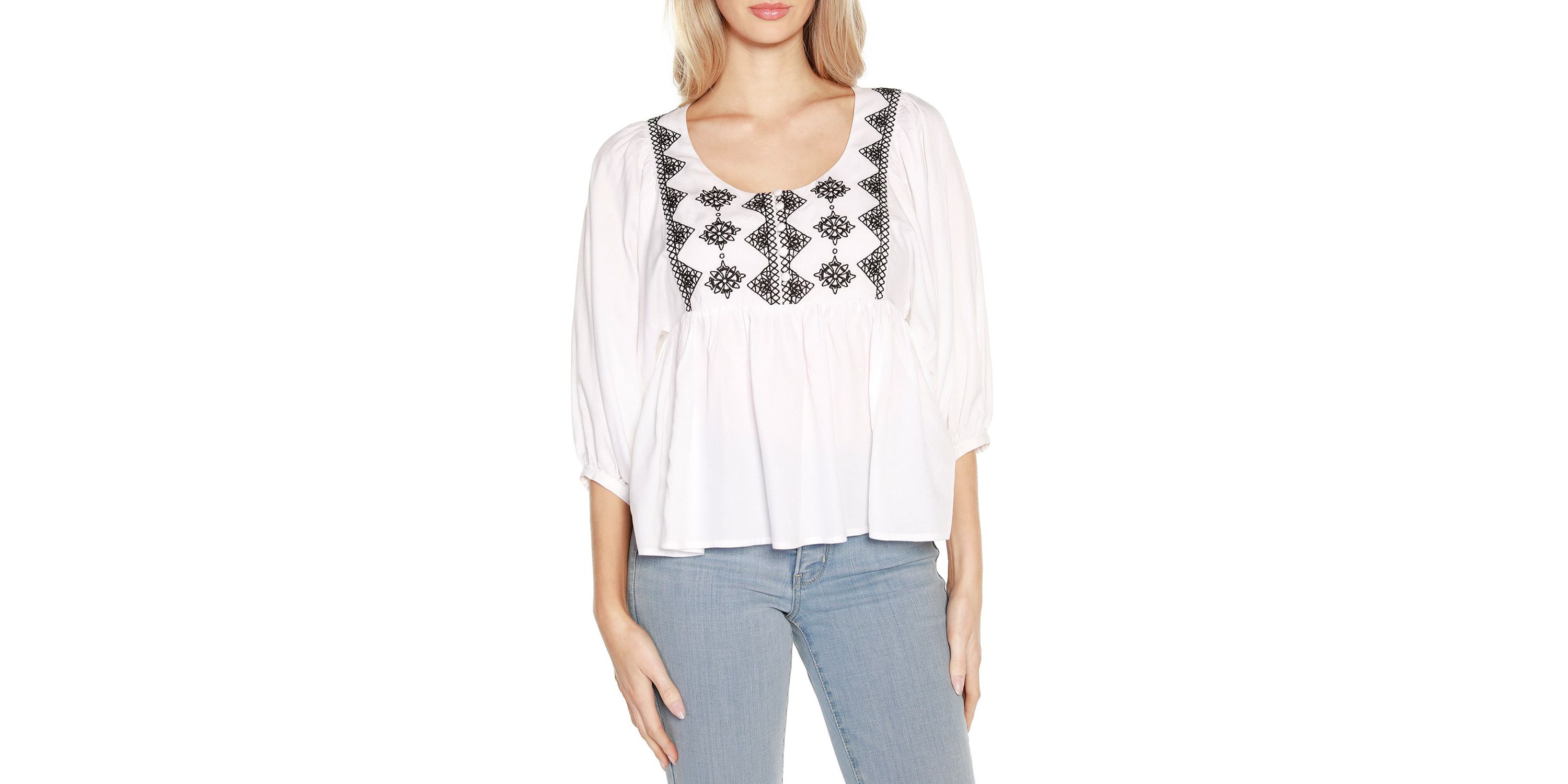 Embroidered Boho Fit and Flare Top