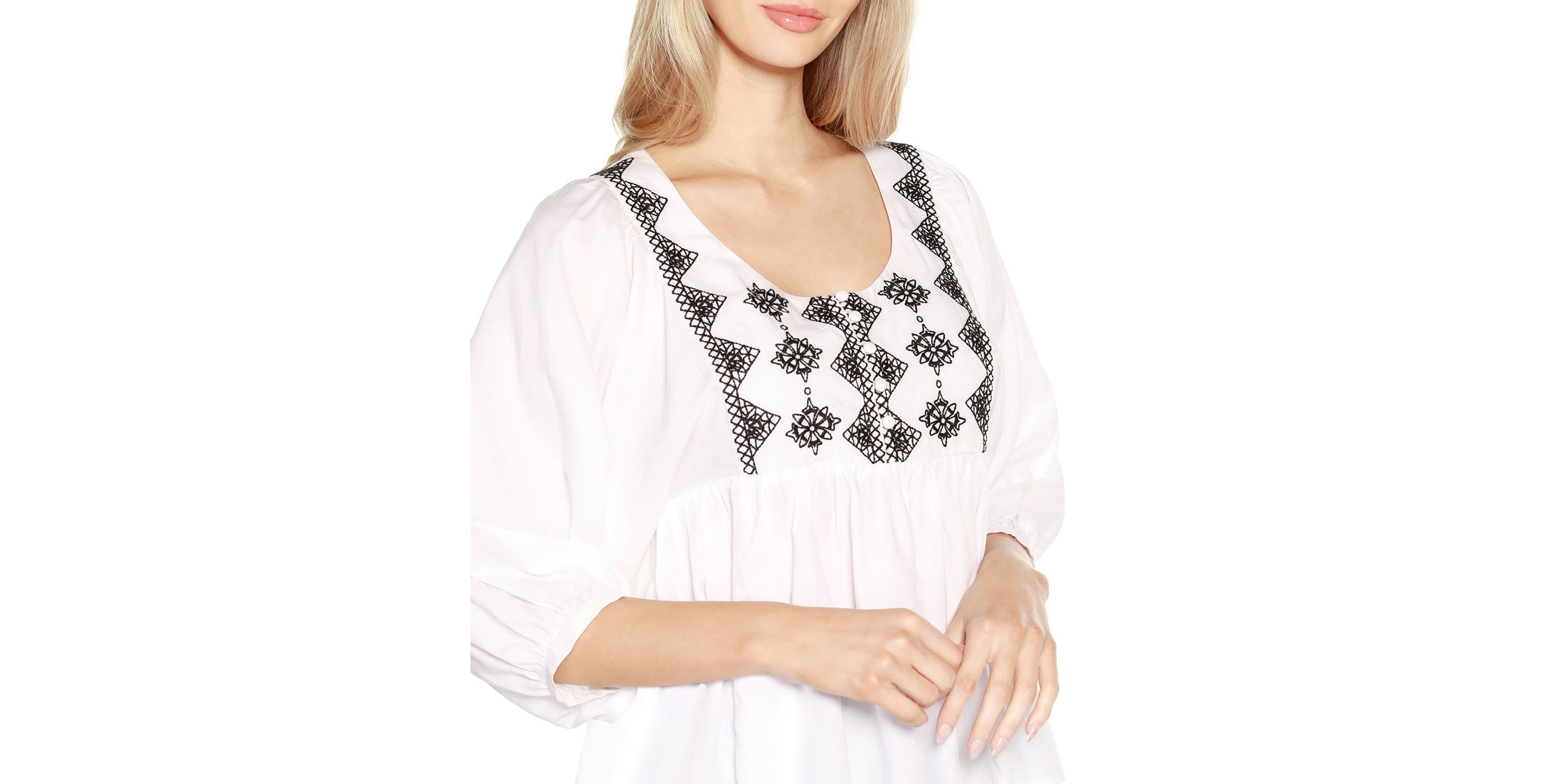 Embroidered Boho Fit and Flare Top