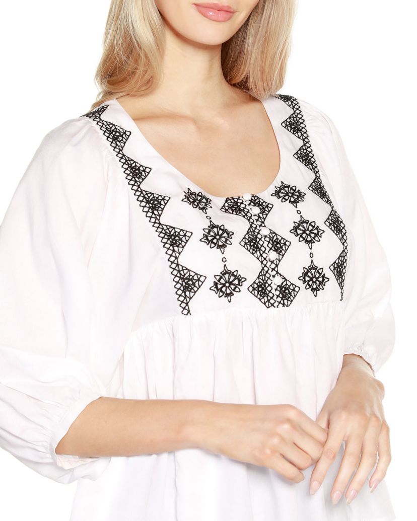 Embroidered Boho Fit and Flare Top