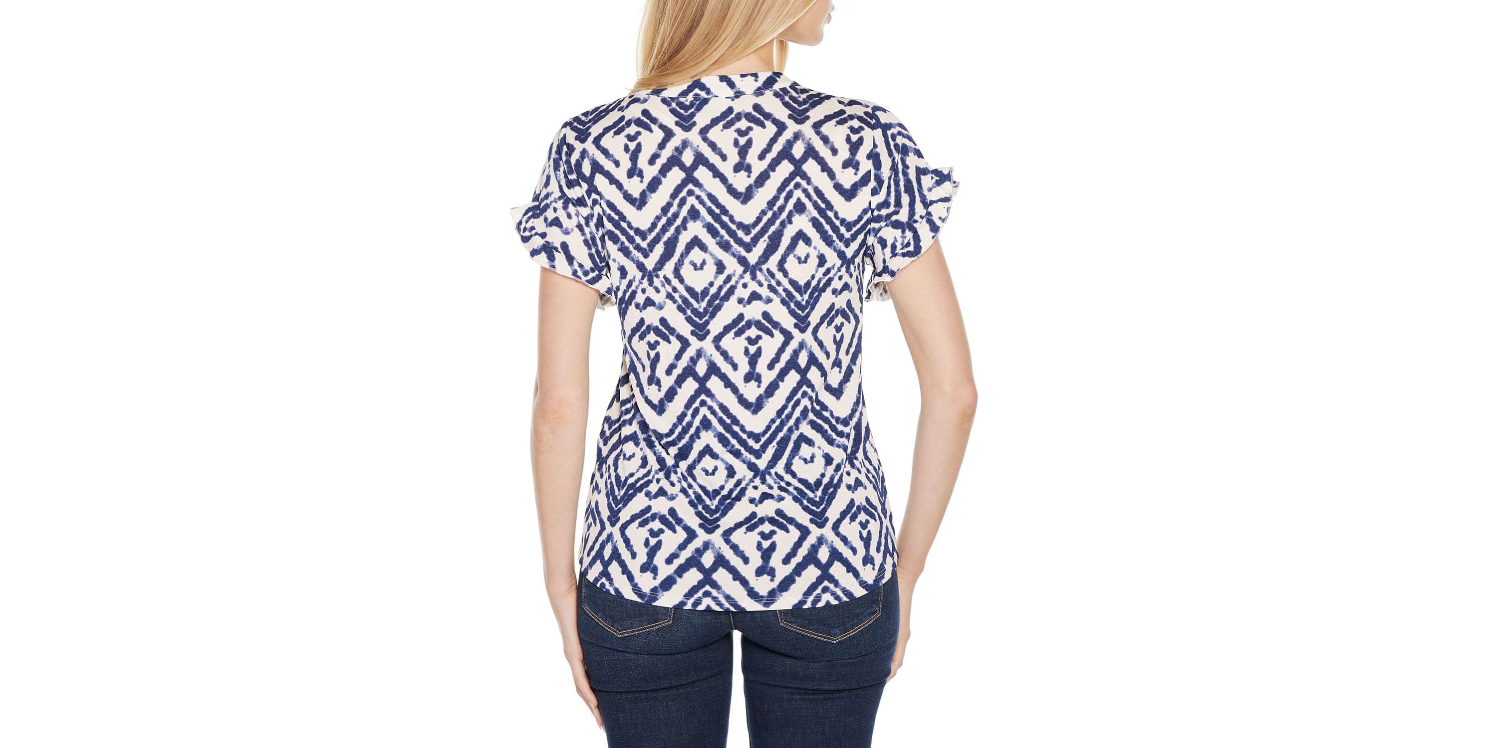 Distressed Ikat Print Top