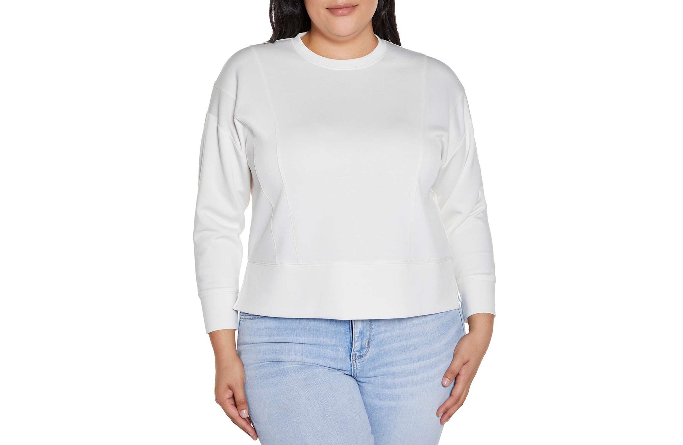 Plus Size Scuba Knit Drop-Shoulder Top