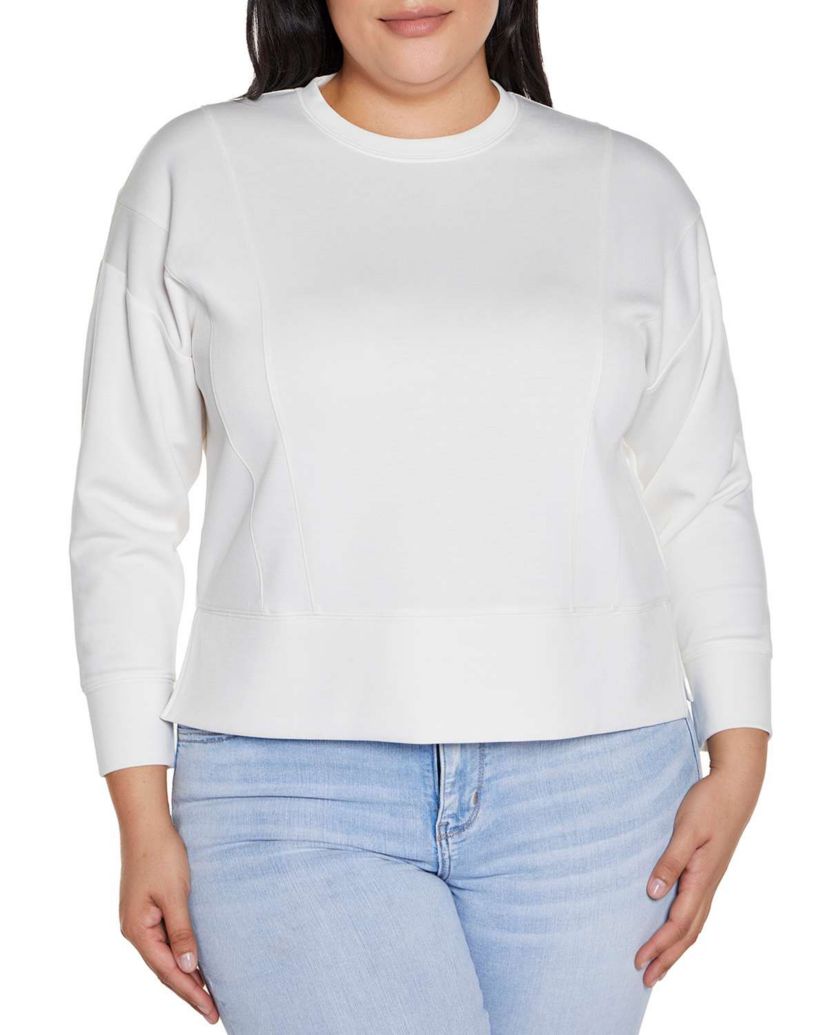 Plus Size Scuba Knit Drop-Shoulder Top